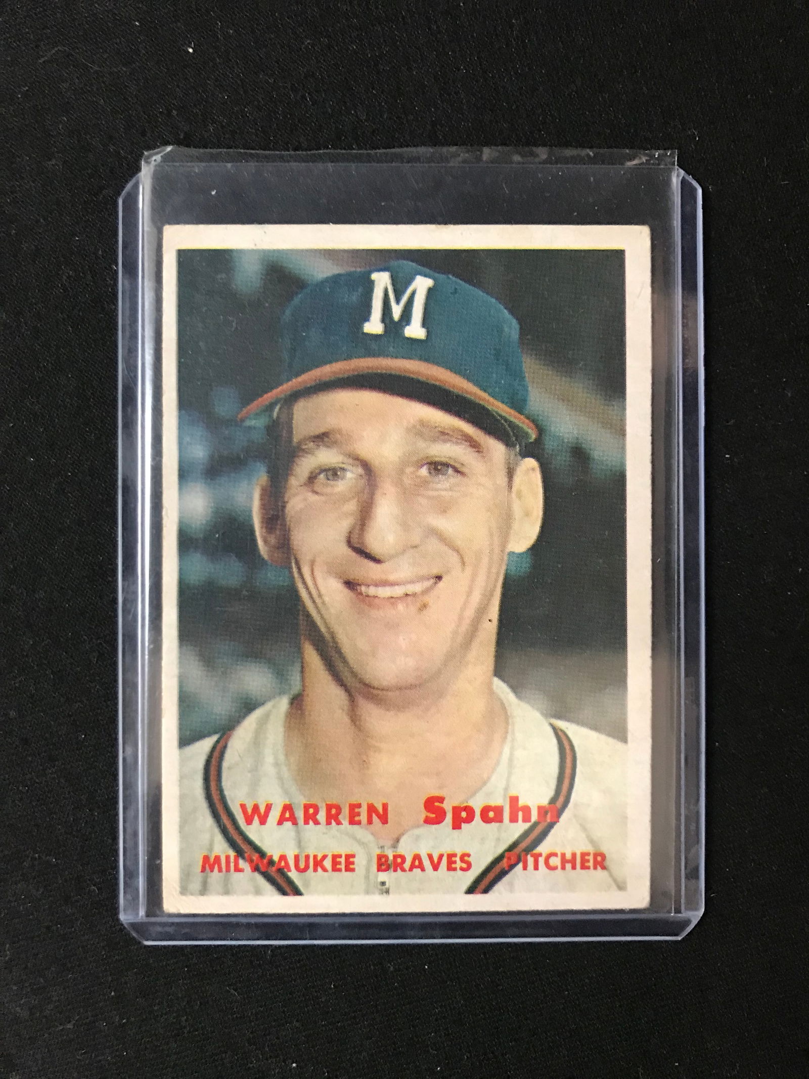 1957 TOPPS WARREN SPAHN TOPPS BASEBALL CARD NO. 90 (1 of 2)