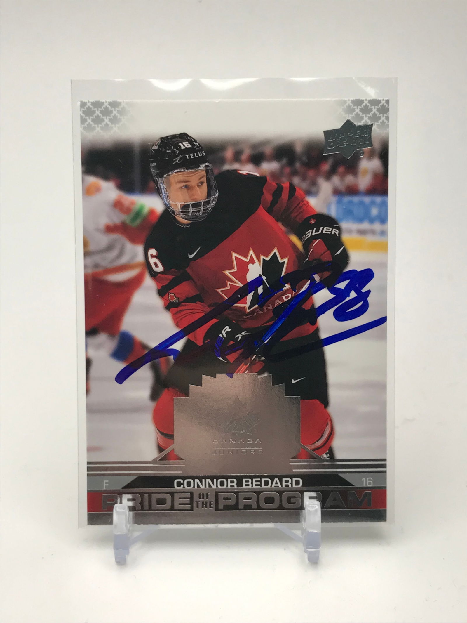 2022 CONNOR BEDARD SIGNED UPPER DECK TEAM CANADA JUNIORS CARD NO. 78 (1 of 2)