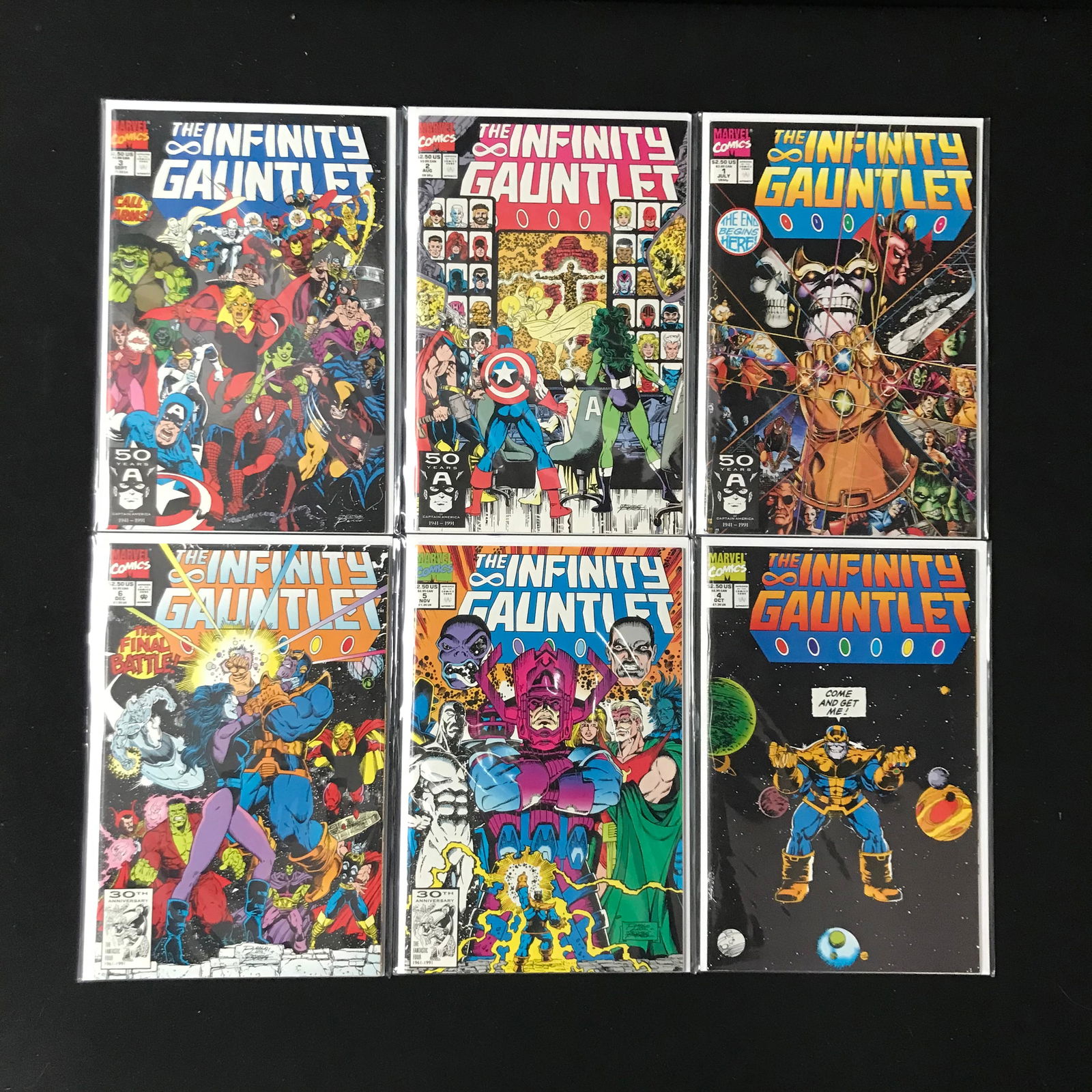 LOT OF 6 THE INFINITY GAUNTLET COMICS (MARVEL COMICS) (1 of 1)