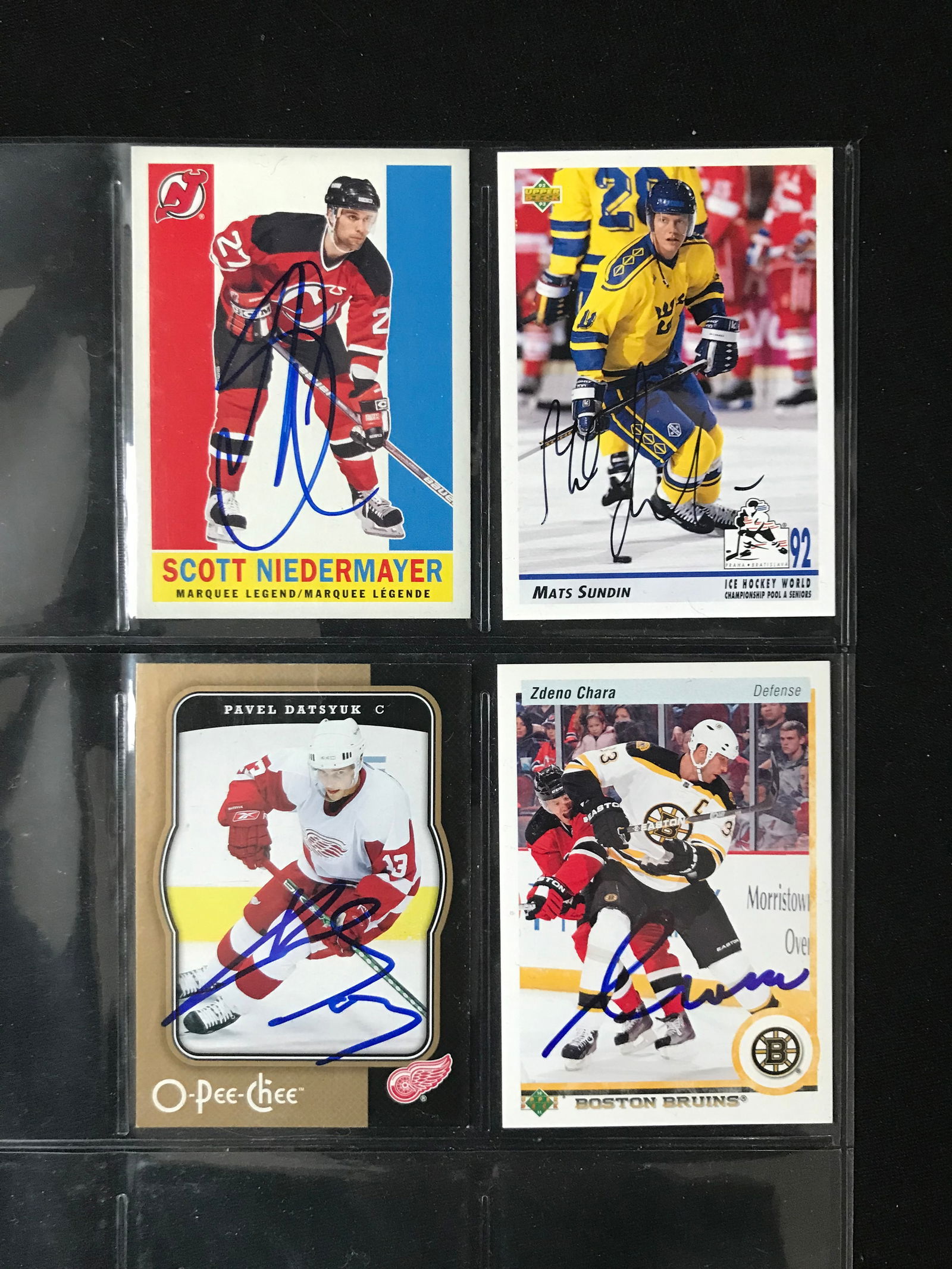LOT OF 4 AUTOGRAPHED HOCKEY CARDS INCLUDING SCOTT NIEDERMAYER & MATS SUNDIN (1 of 1)