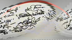 Super Bowl MVP's Autographed White Wilson NFL Football With 16 Signatures PSA COA