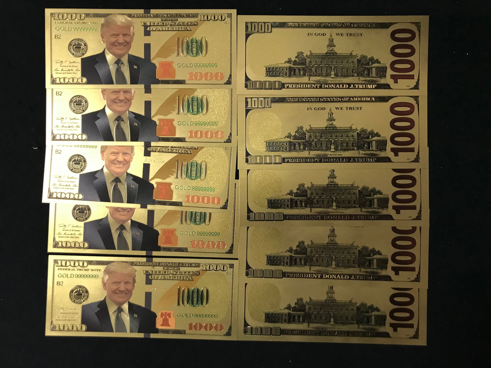 23KT GOLD FOIL TRUMP BILLS LOT (1 of 1)