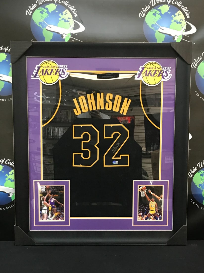 MAGIC JOHNSON SIGNED AND CUSTOM FRAMED LA LAKERS JERSEY (1 of 3)