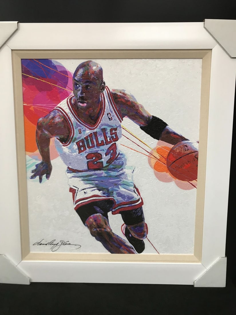 DAVID LLOYD GLOVER ORGINAL 1 OF 1 PAINTING MULTI SIGNED WITH COA 30 X 30 (MICHAEL JORDAN: Prices are in Canadian dollars