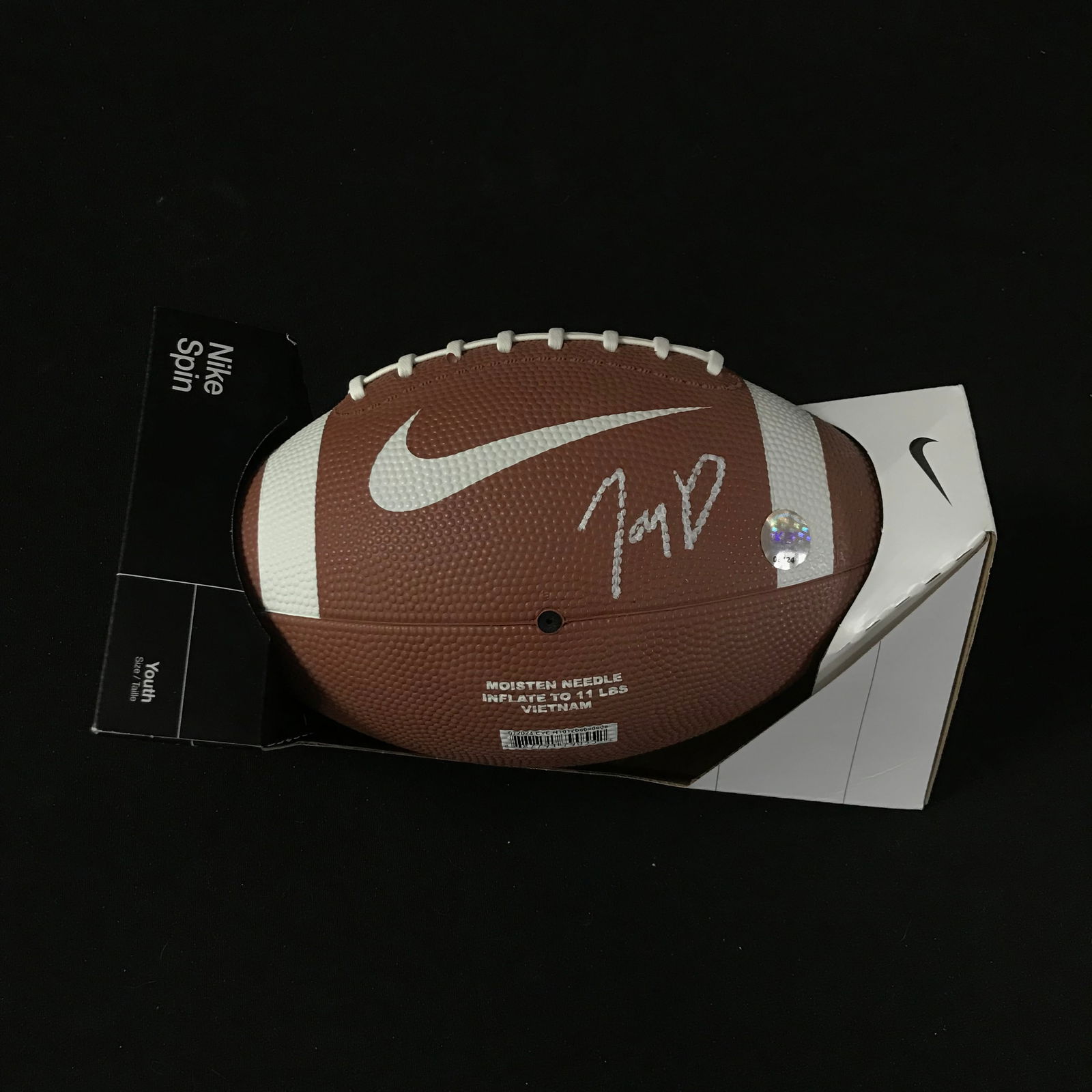 JAYDEN DANIELS SIGNED NIKE FOOTBALL (KB AUTHENTICS COA) (1 of 2)