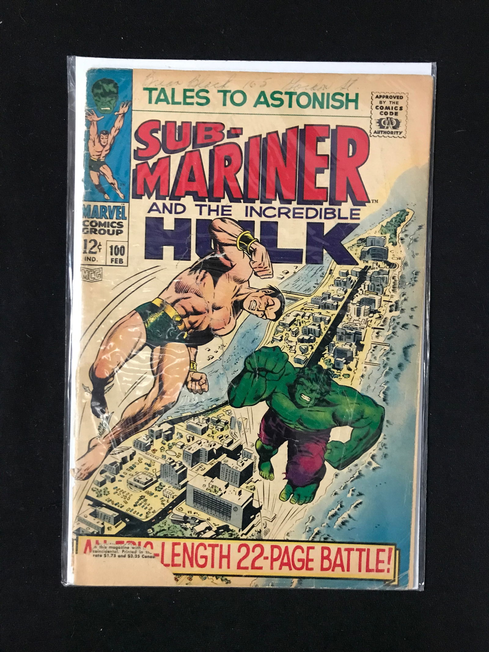MARVEL COMICS NO.100 SUB-MARINER AND THE INCREDIBLE HULK TALES TO ASTONISH (1 of 1)