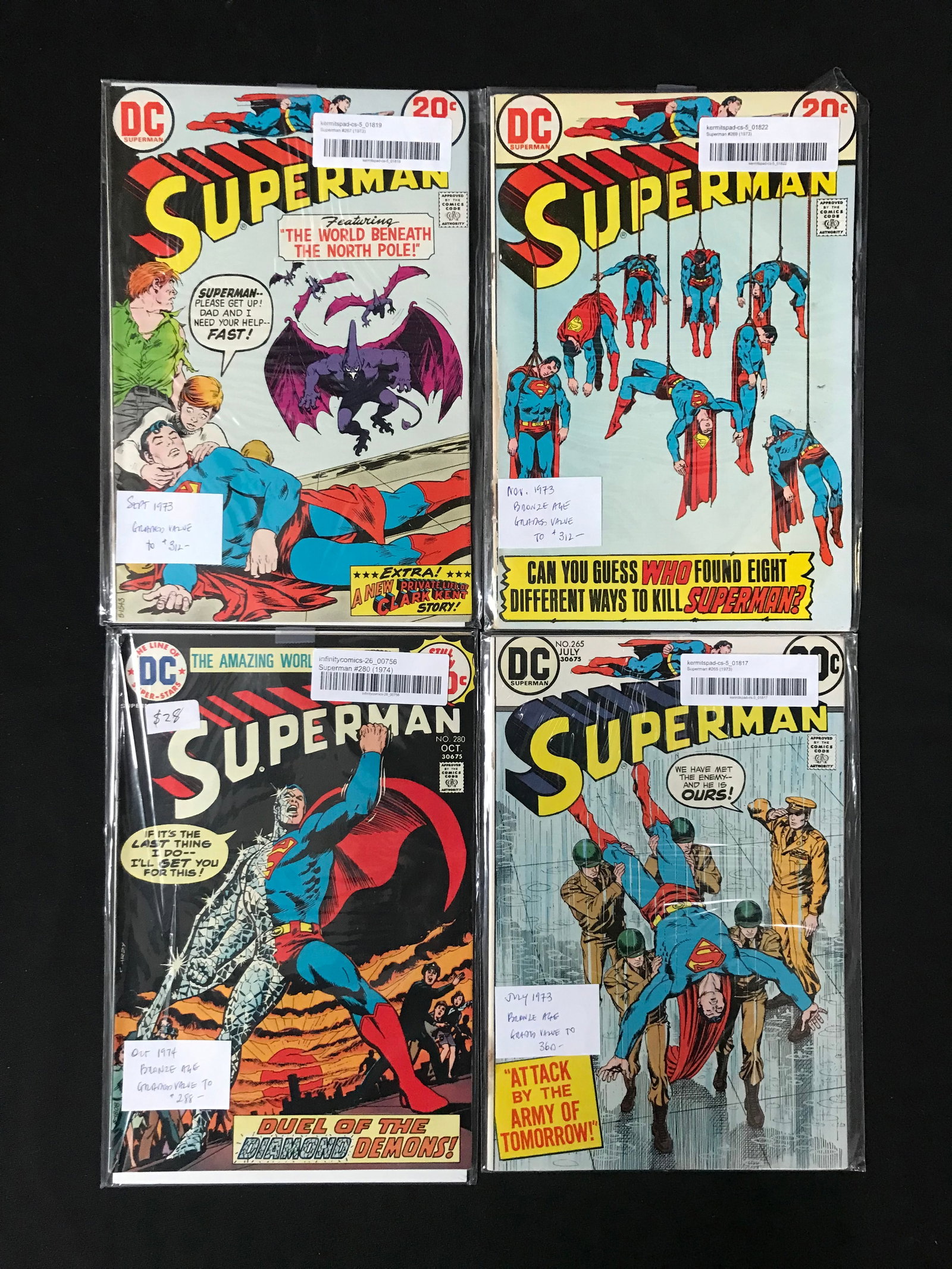 LOT OF 4 SUPERMAN COMICS (MARVEL COMICS(: Prices are in Canadian Dollars