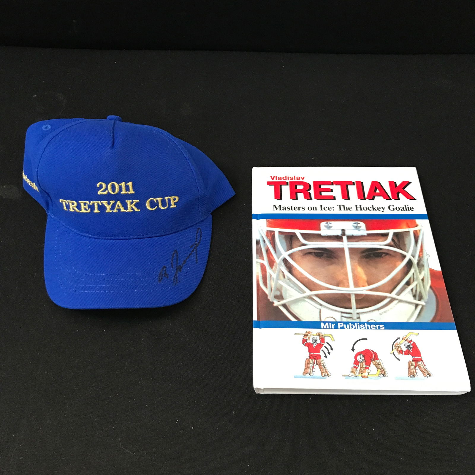 VLADISLAV TRETIAK SIGNED BASEBALL HAT AND BOOK (1 of 2)