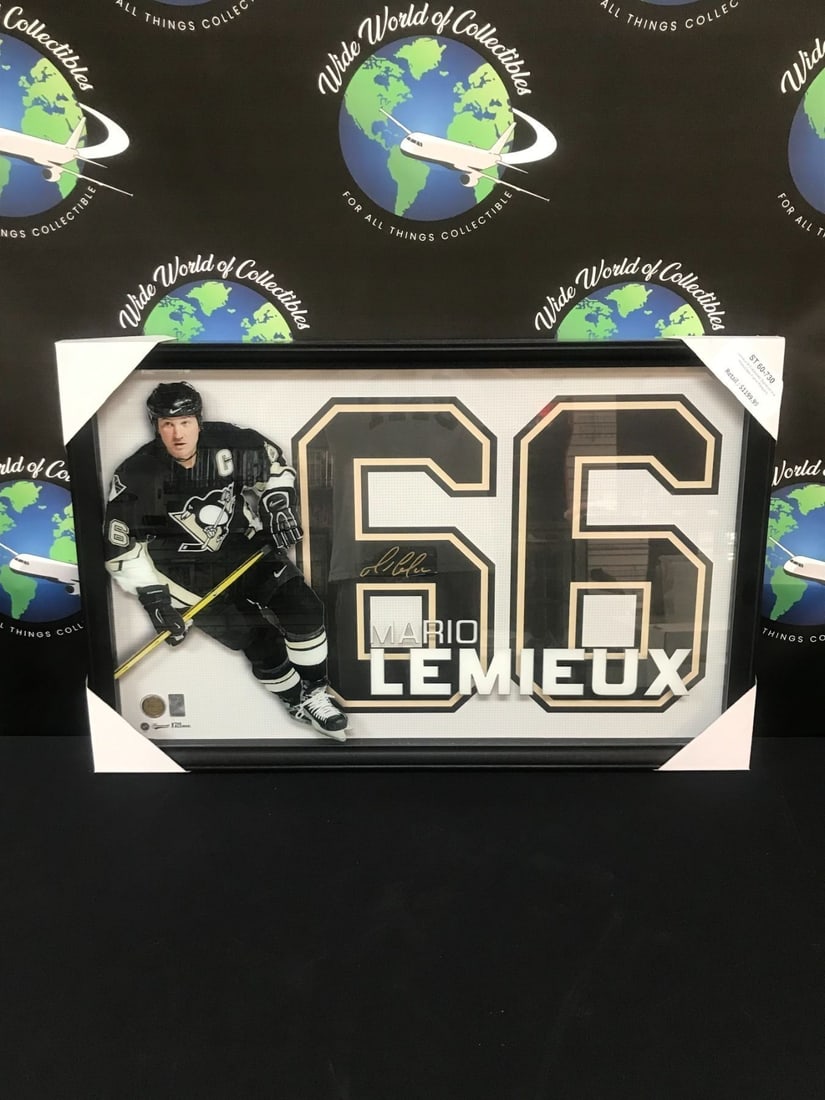 MARIO LEMIEUX SIGNED 20 X 29 SHADOWBOX DISPLAY (FRAMEWORTH COA) (1 of 3)