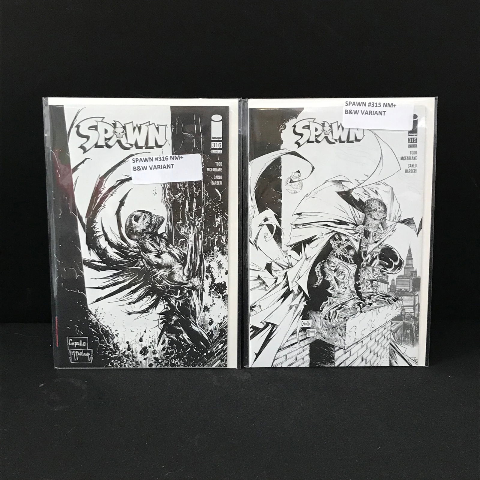LOT OF 2 COMICS: SPAWN #315 AND #316 B&W VARIANT (IMAGE COMICS) (1 of 1)
