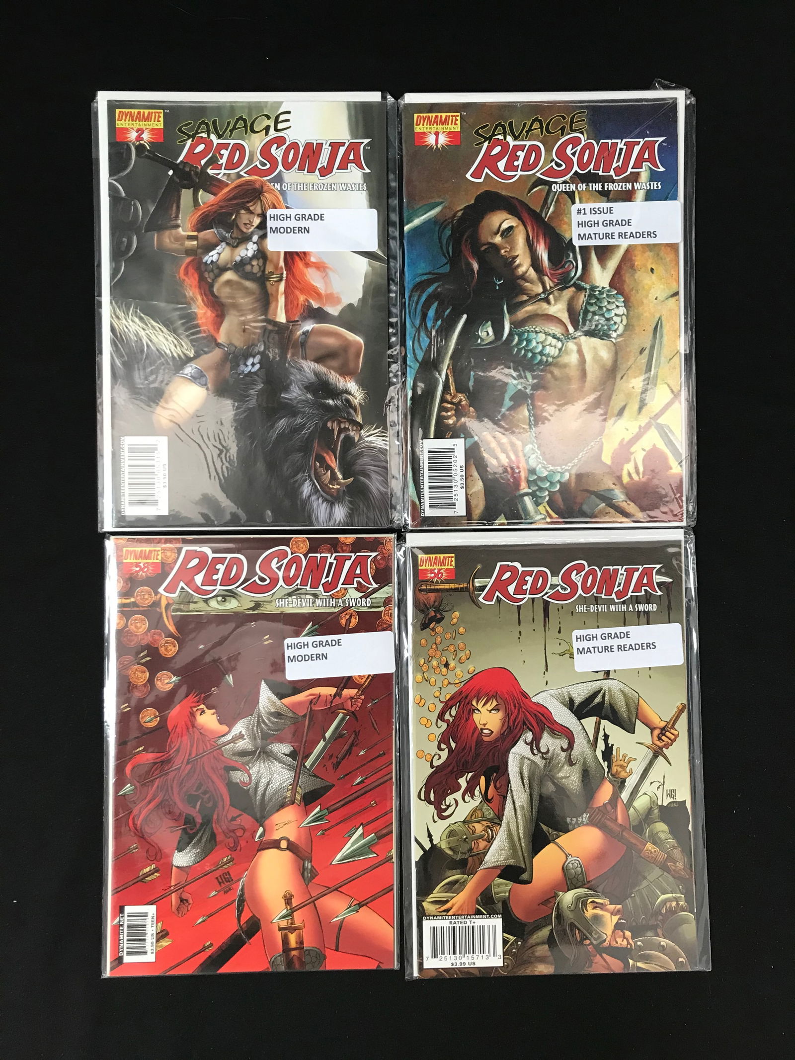 LOT OF 4 RED SONJA COMICS #1, #2 $56 AND #58 (DYANAMITE COMICS) (1 of 1)