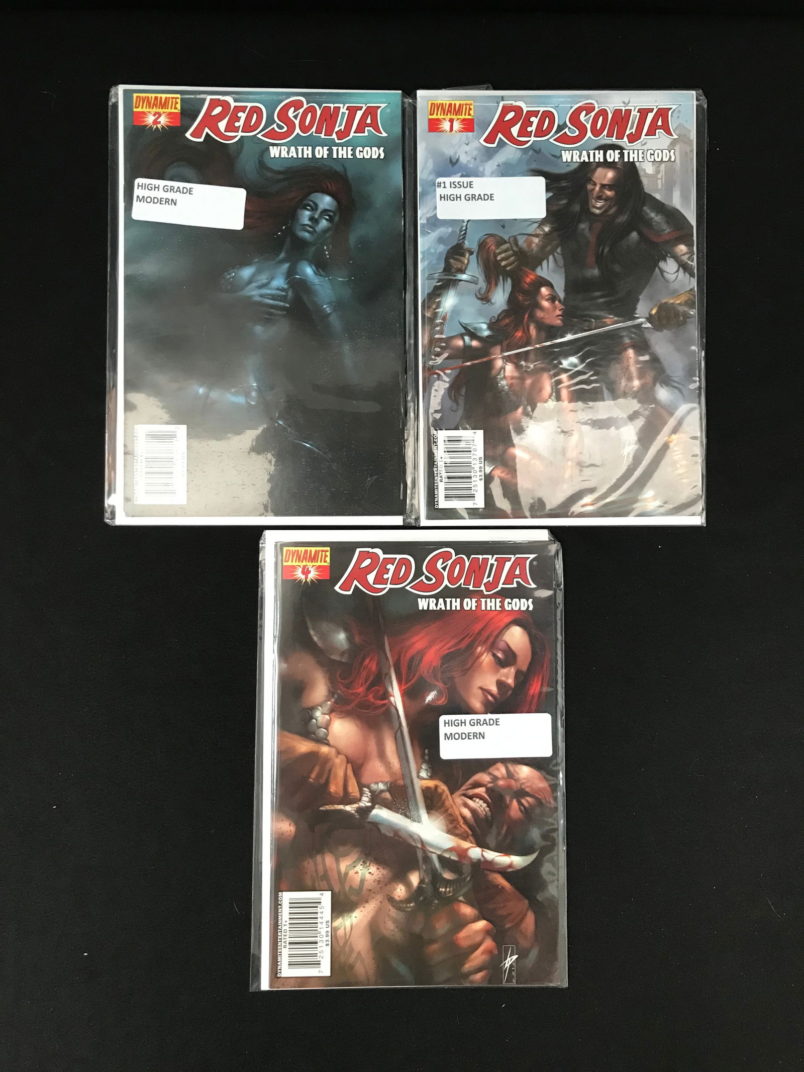 LOT OF 3 RED SONJA WRATH OF THE GODS COMICS: #1, 2 AND 4 (DYNAMITE COMICS) (1 of 1)
