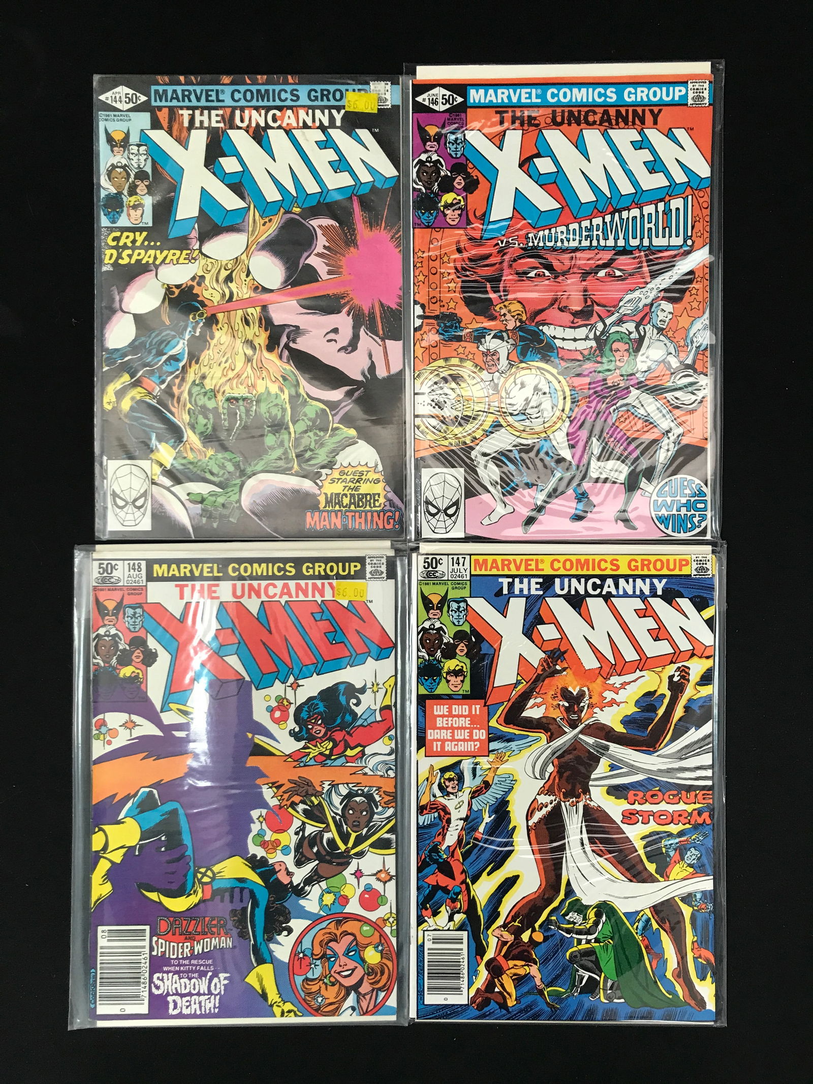 LOT OF 4 UNCANNY X-MEN COMICS (MARVEL COMICS): Prices are in Canadian dollars