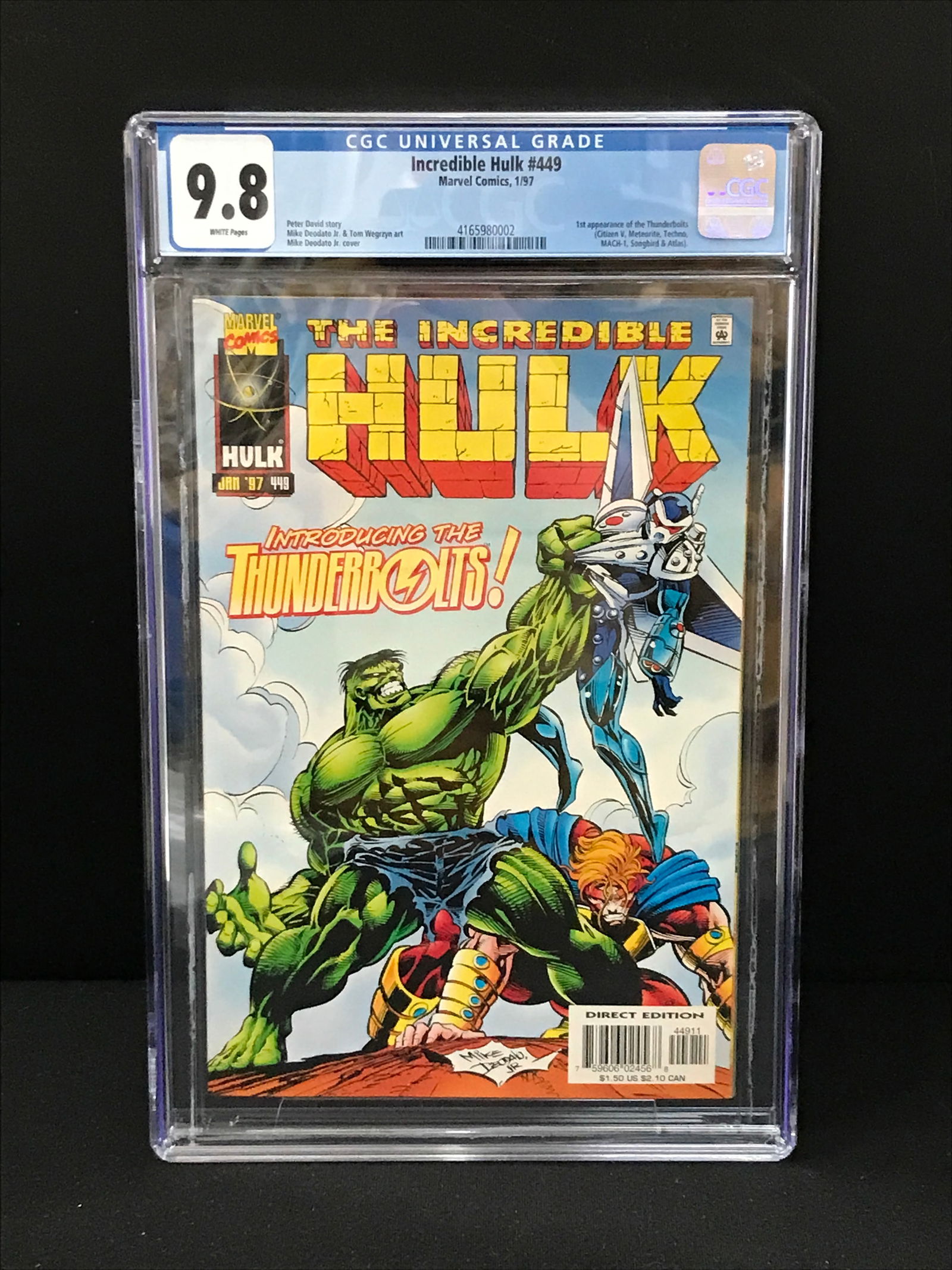THE INCREDIBLE HULK #449  CGC GRADE 9.8 (MARVEL COMICS) 1ST APPEARANCE THUNDERBOLTS (1 of 1)