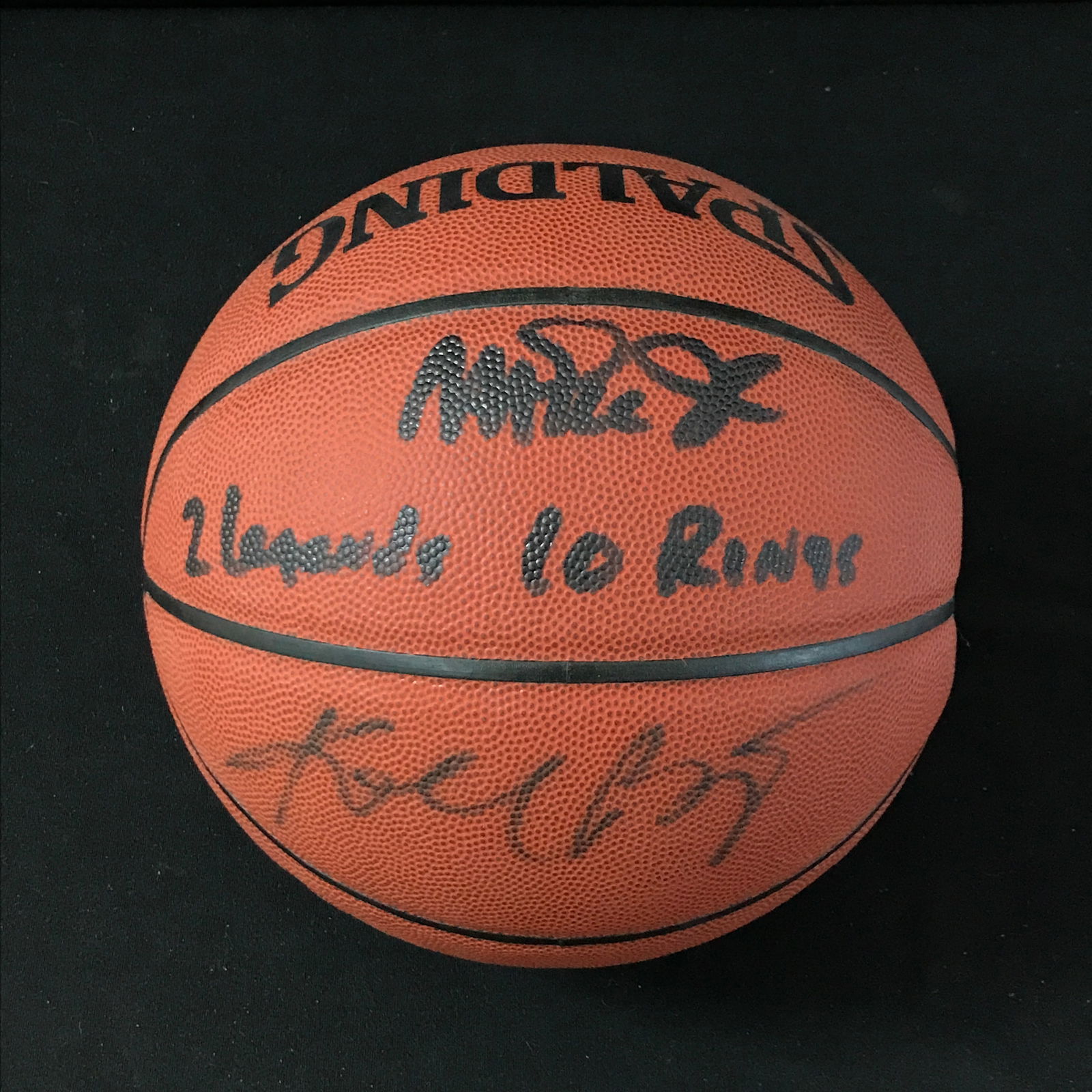 KOBE BRYANT AND MAGIC JOHNSON SIGNED 10 RINGS 2 LEGENDS BASKETBALL (PSA AND BECKETT COA) (1 of 3)