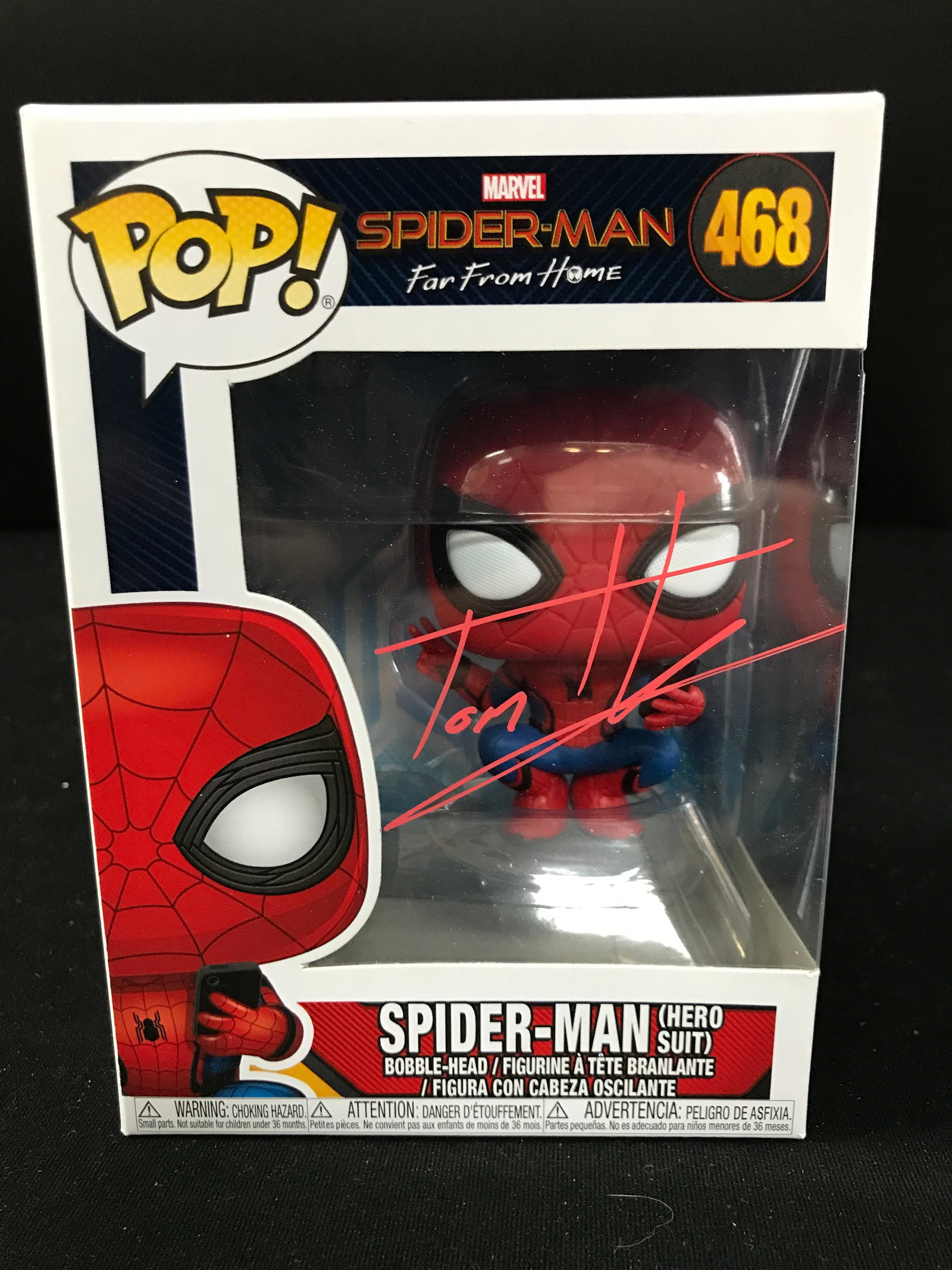 TOM HOLLAND SIGNED SPIDERMAN FUNKO POP (KB COA): Prices are in Canadian dollars