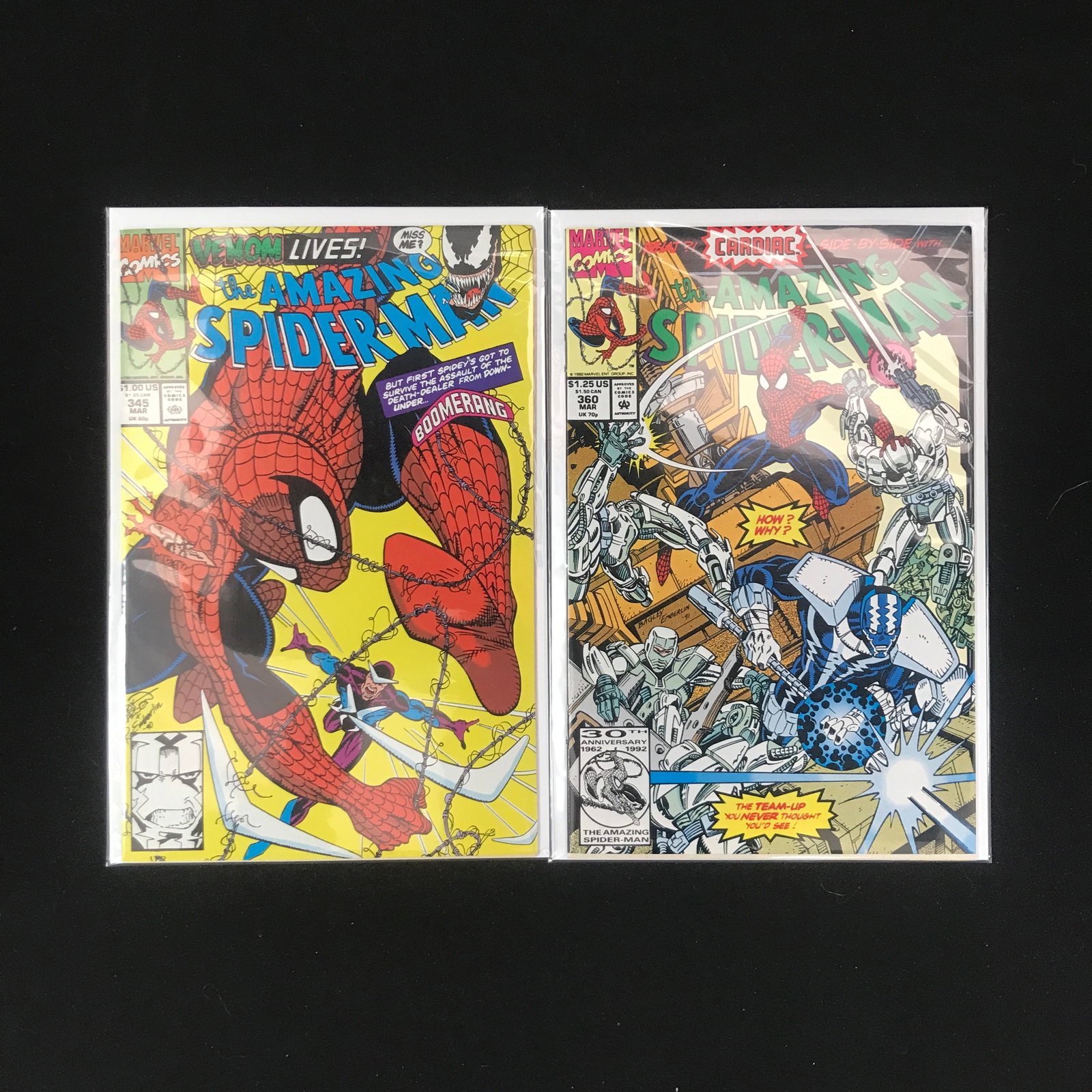 LOT OF 2 AMAZING SPIDERMAN COMICS #345 AND #360 (MARVEL): Prices are in Canadian dollars