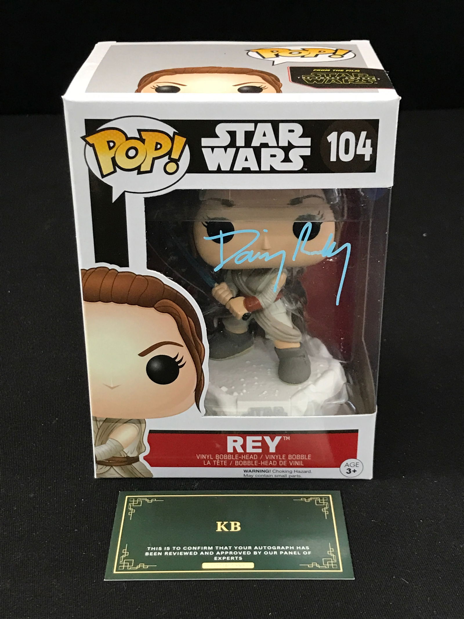 DAISY RIDLEY SIGNED FUNKO POP (KB COA) (1 of 2)