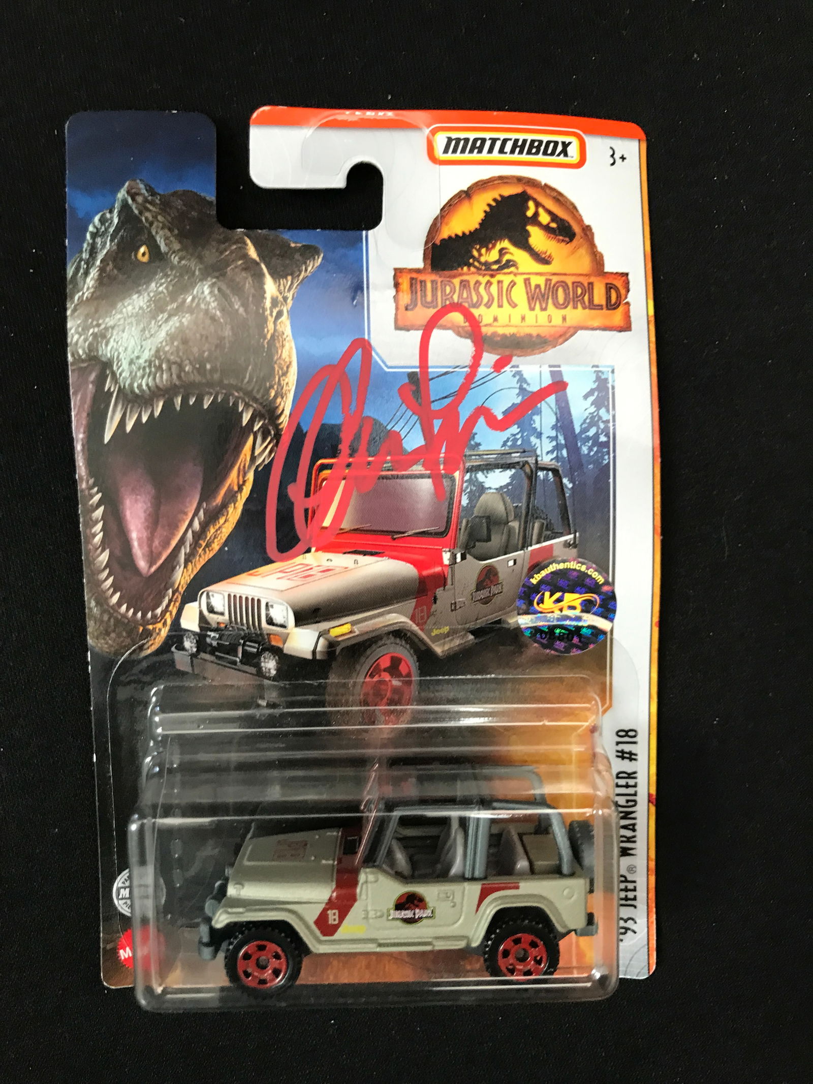 CHRIS PRATT SIGNED JURASSIC PARK MATCHBOX CAR (KB AUTHENTICS COA) (1 of 1)