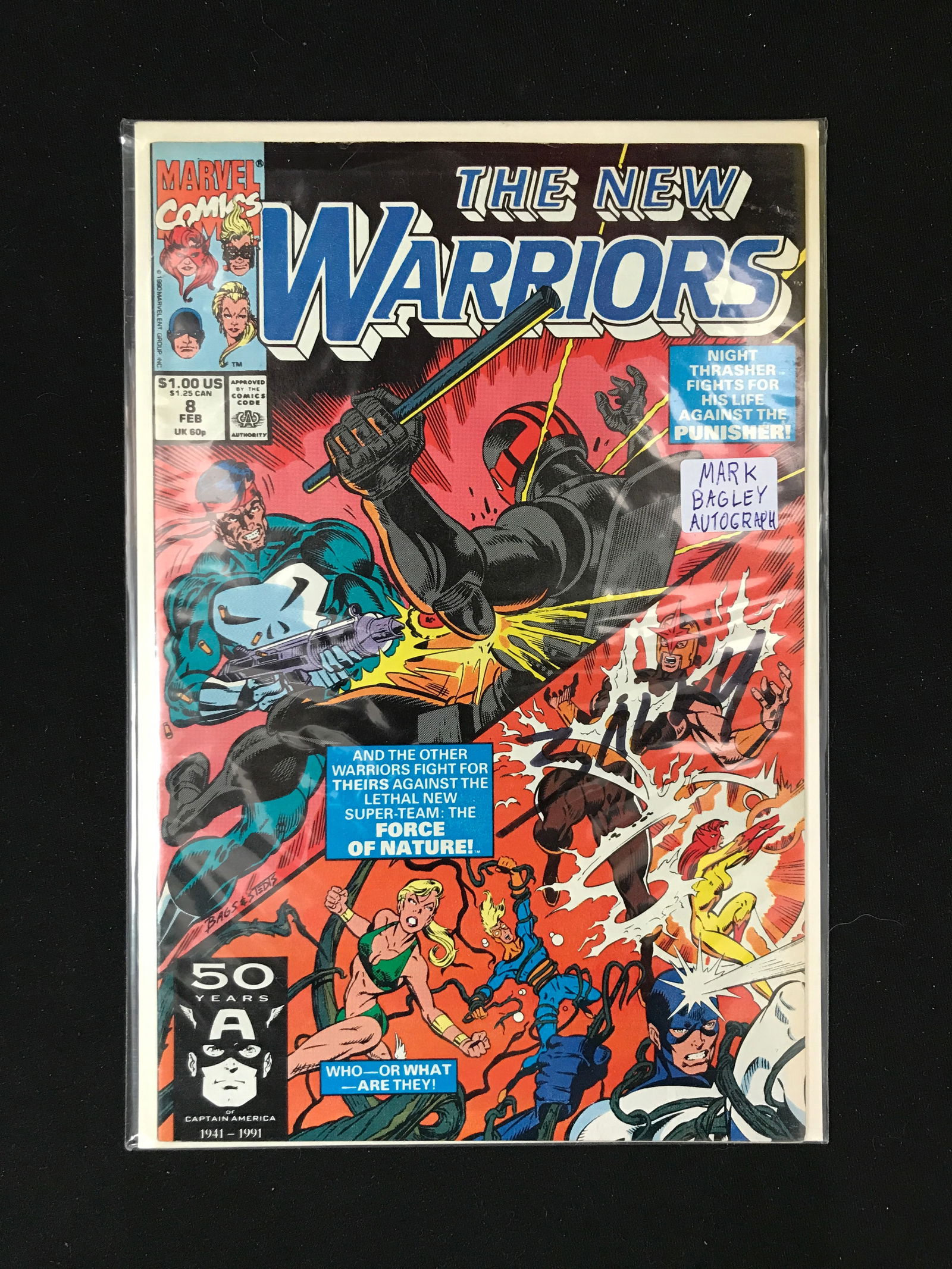 THE NEW WARRIORS #8 SIGNED BY MARK BAGLEY (MARVEL COMICS) (1 of 1)