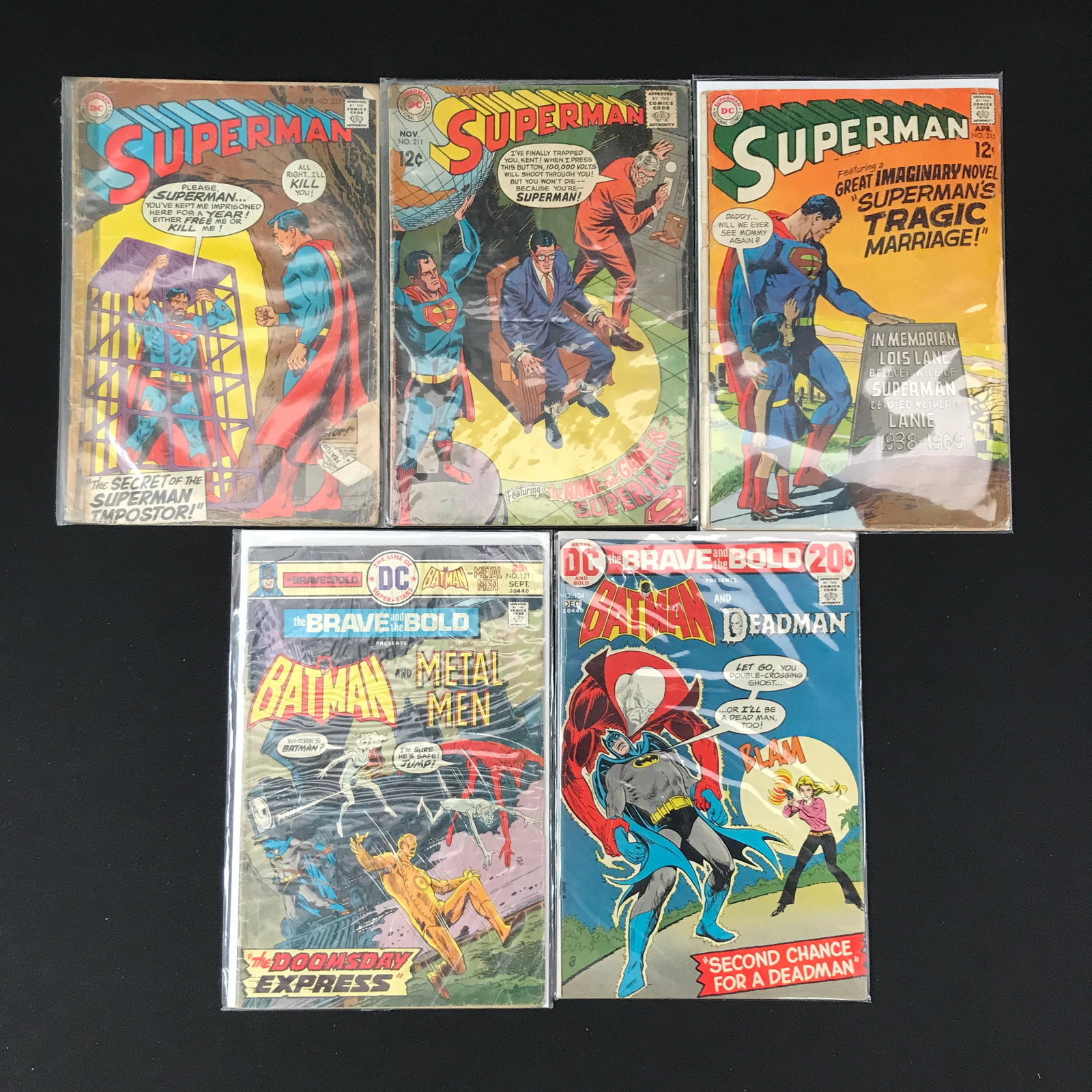 LOT OF 5 SILVER AGE SUPERMAN AND BATMAN COMICS: Prices are in Canadian dollars