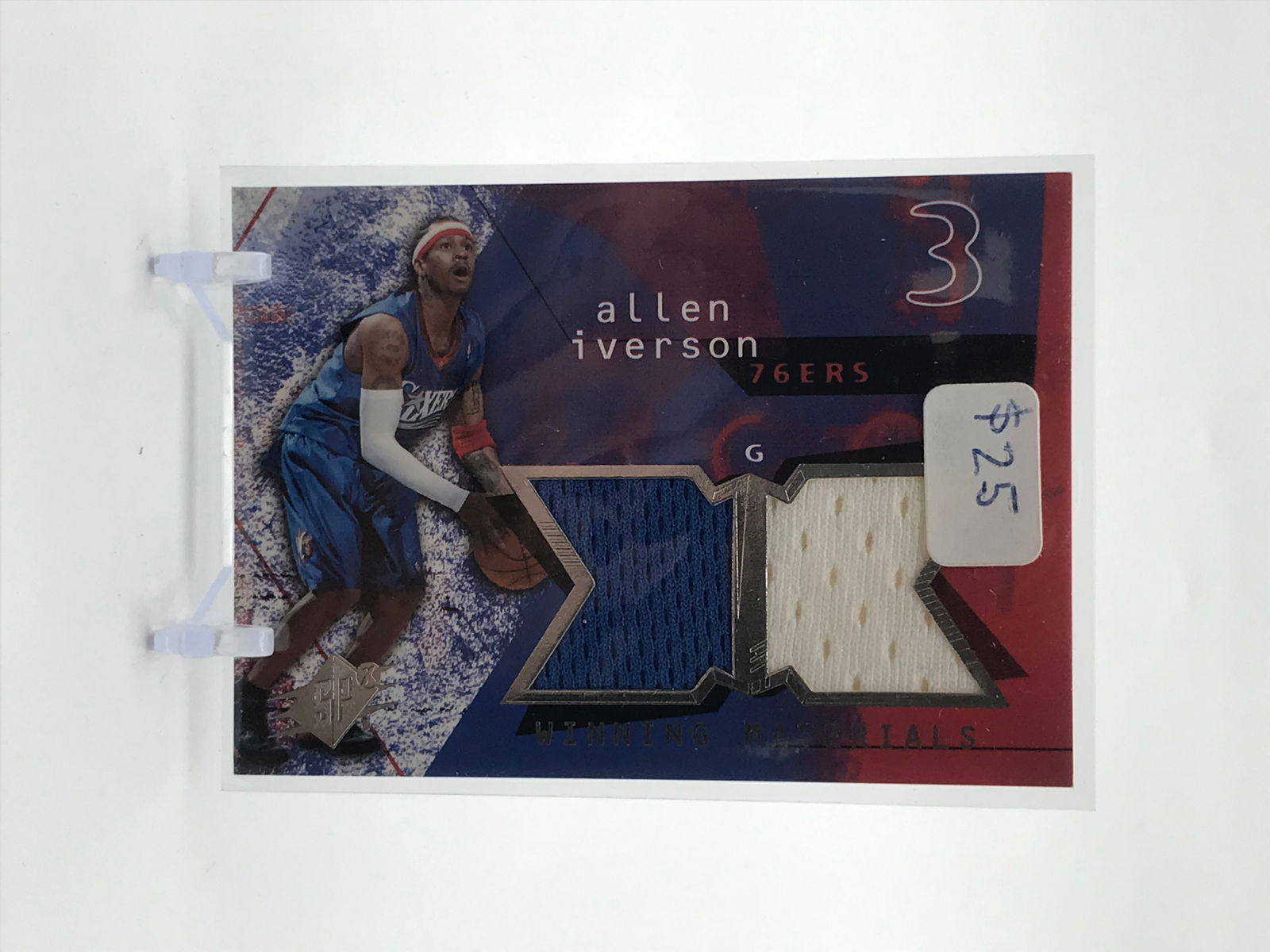 ALLEN IVERSON UPPER DECK GAME WORN TRADING CARD (1 of 2)