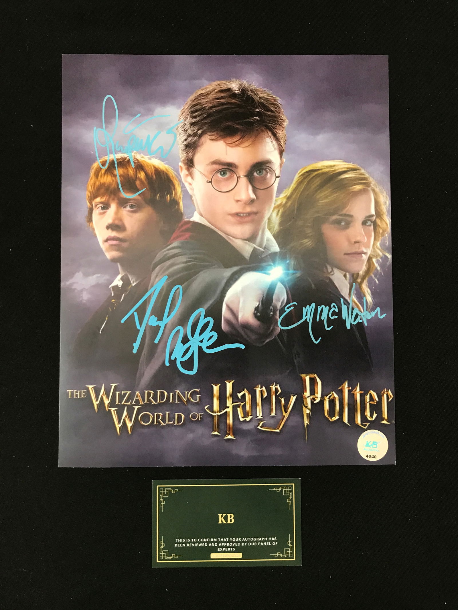HARRY POTTER TRIPLE SIGNED 8X10 - DANIEL RADCLIFFE, RUPERT GRINT AND EMMA WATSON (KB COA) (1 of 1)