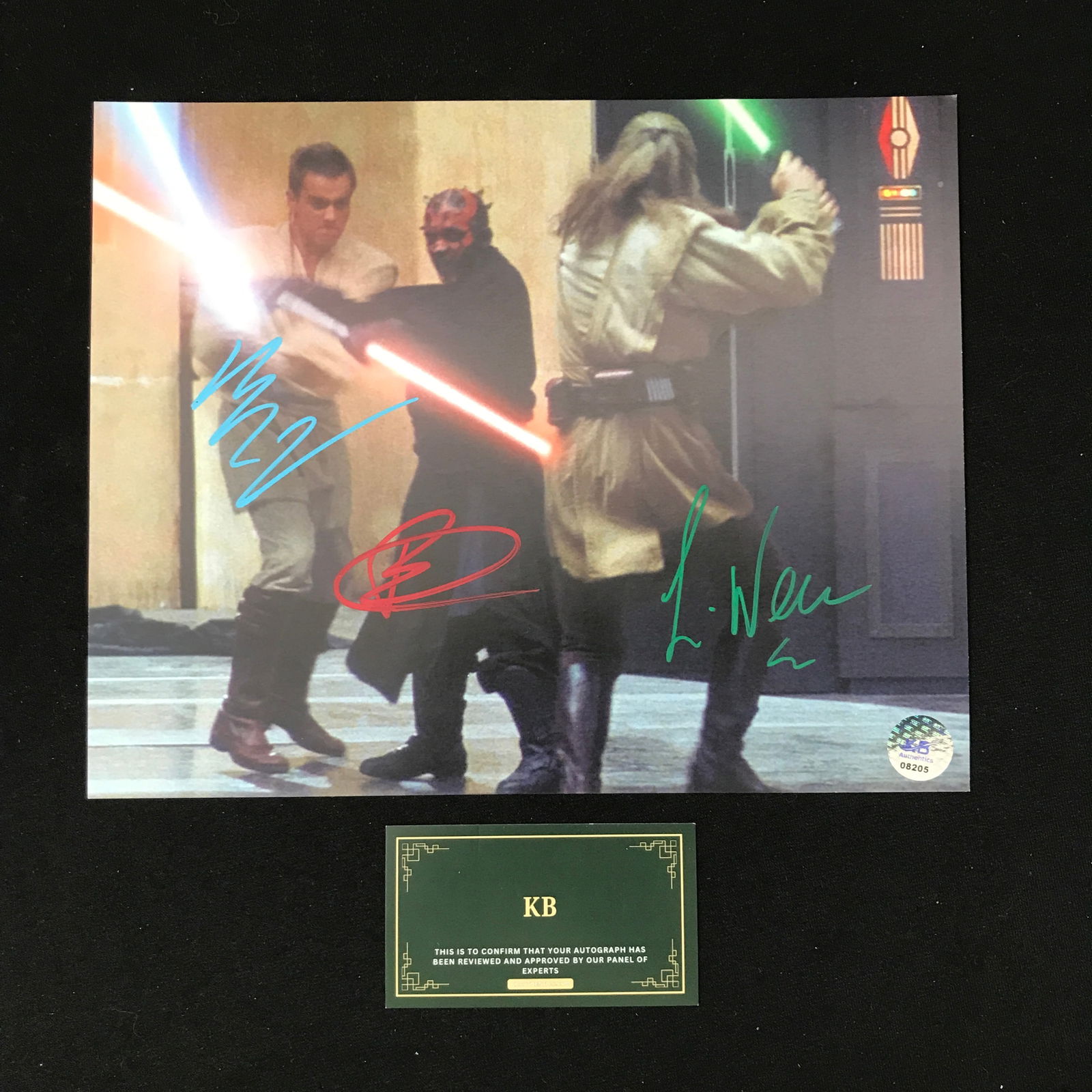 LIAM NEESON, EWEN MCGREGOR AND RAY PARK TRIPLE SIGNED STAR WARS 8X10 (KB COA) (1 of 1)