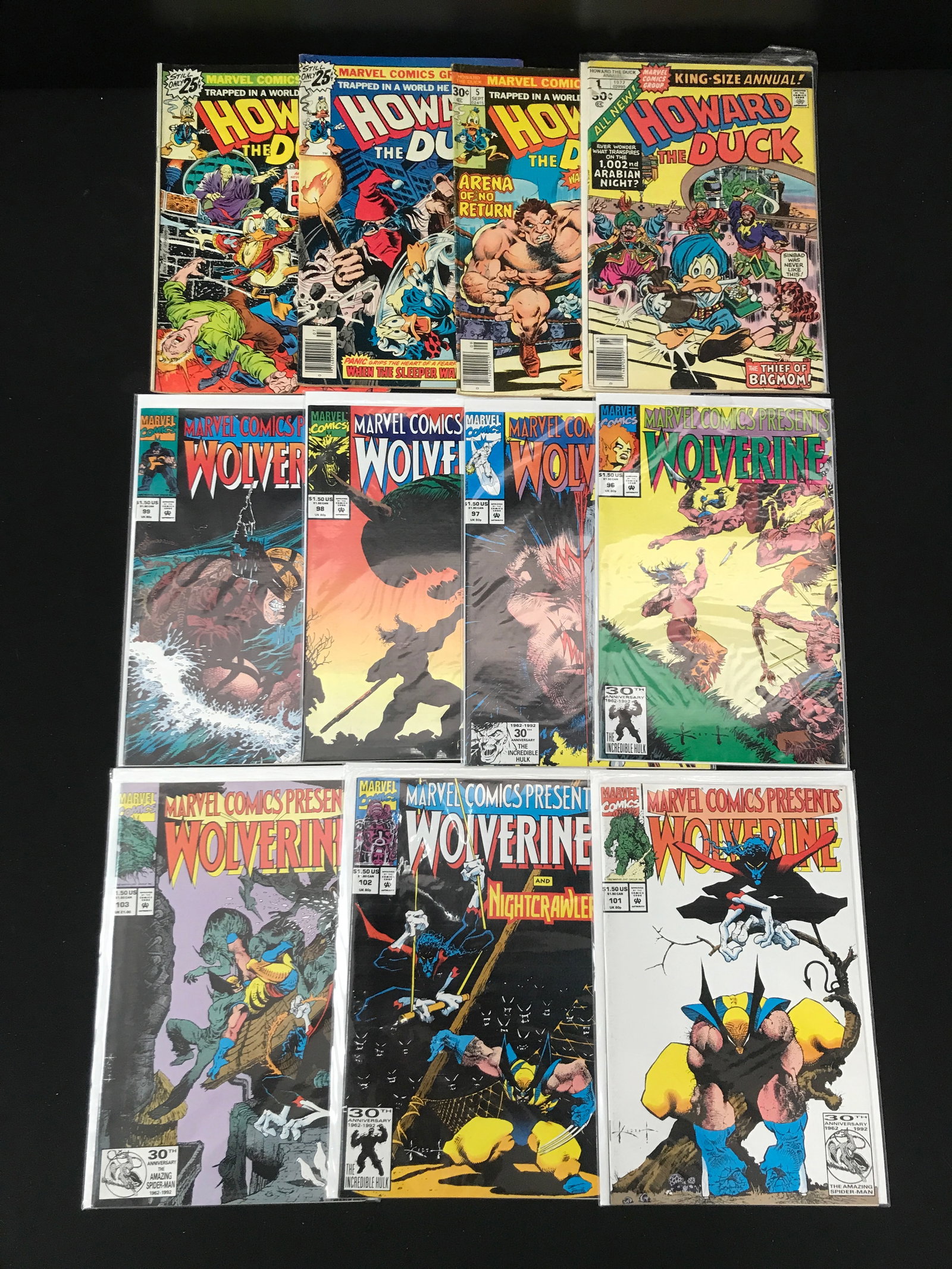 LOT OF 11 COMICS INCLUDING WOLVERINE AND HOWARD THE DUCK (MARVEL): Prices are in Canadian dollars