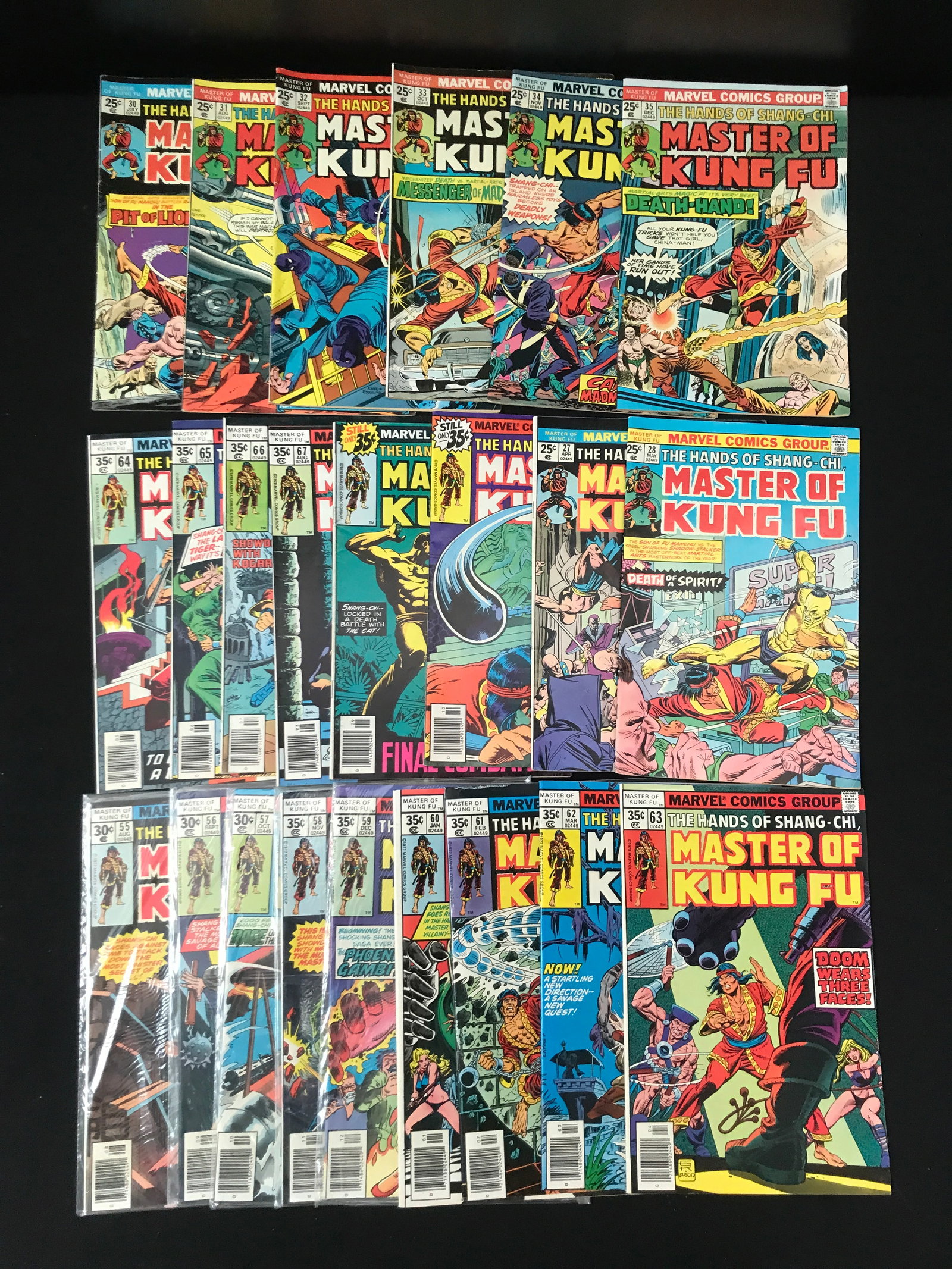 LARGE LOT OF MASTER OF KUNG FU COMICS (MARVEL): Prices are in Canadian dollars