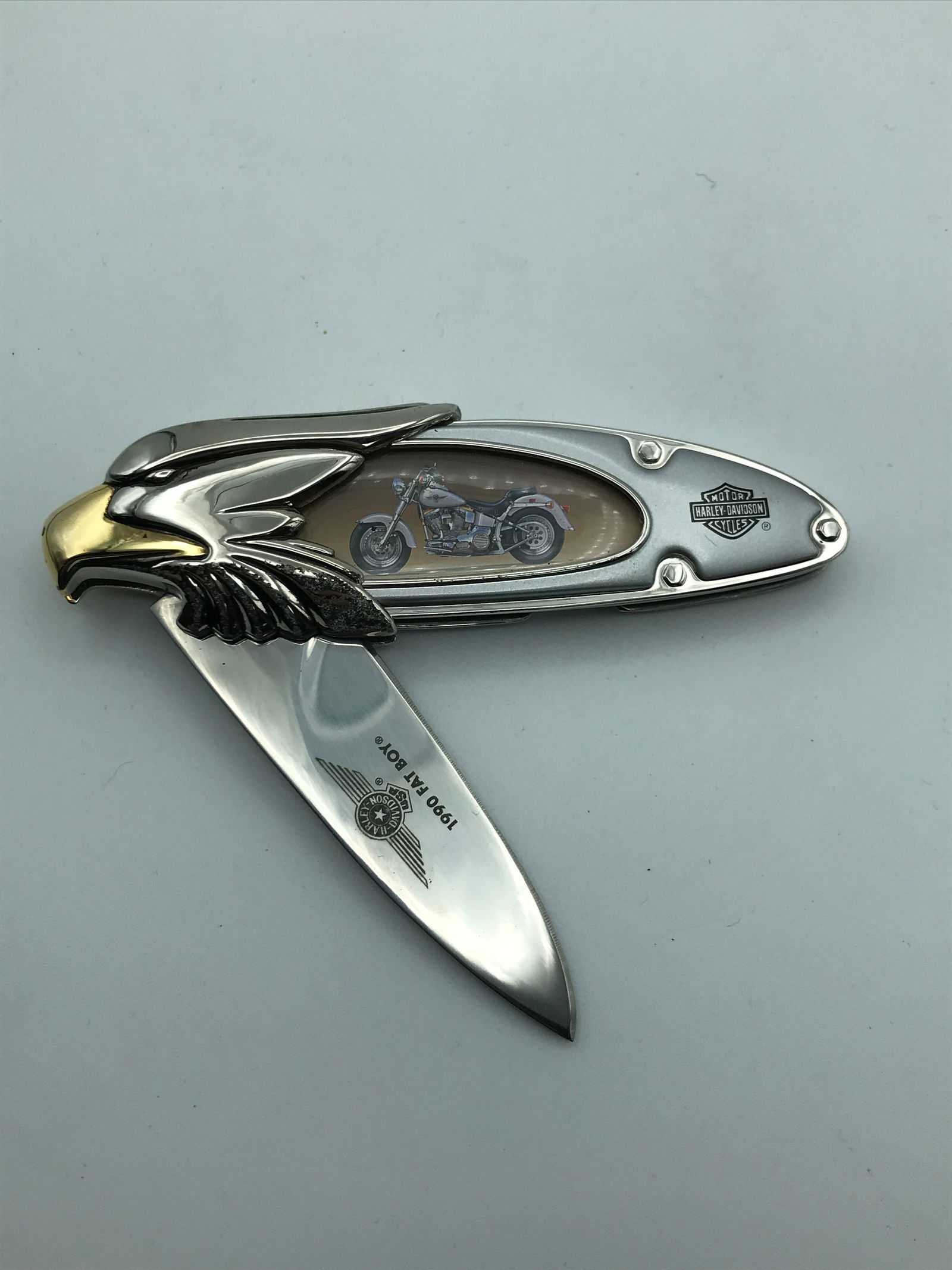 Franklin Mint Vintage Harley Davidson Heritage Softail Folding Knife with Case (1 of 2)