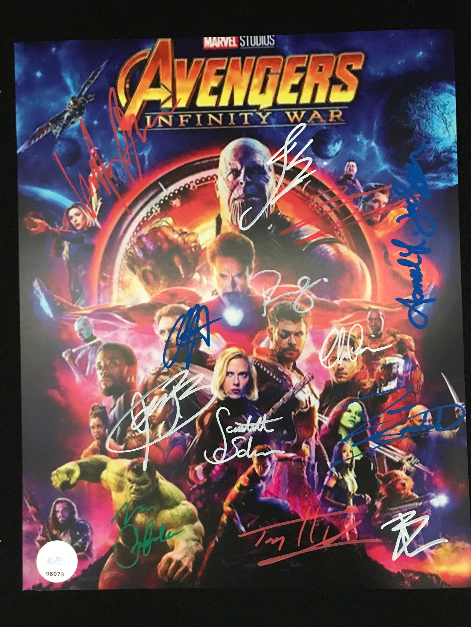 THE AVENGERS INFINITY WAR MOVIE POSTER SIGNED BY 13 CAST MEMBERS (KB AUTHENTICS COA) (1 of 1)