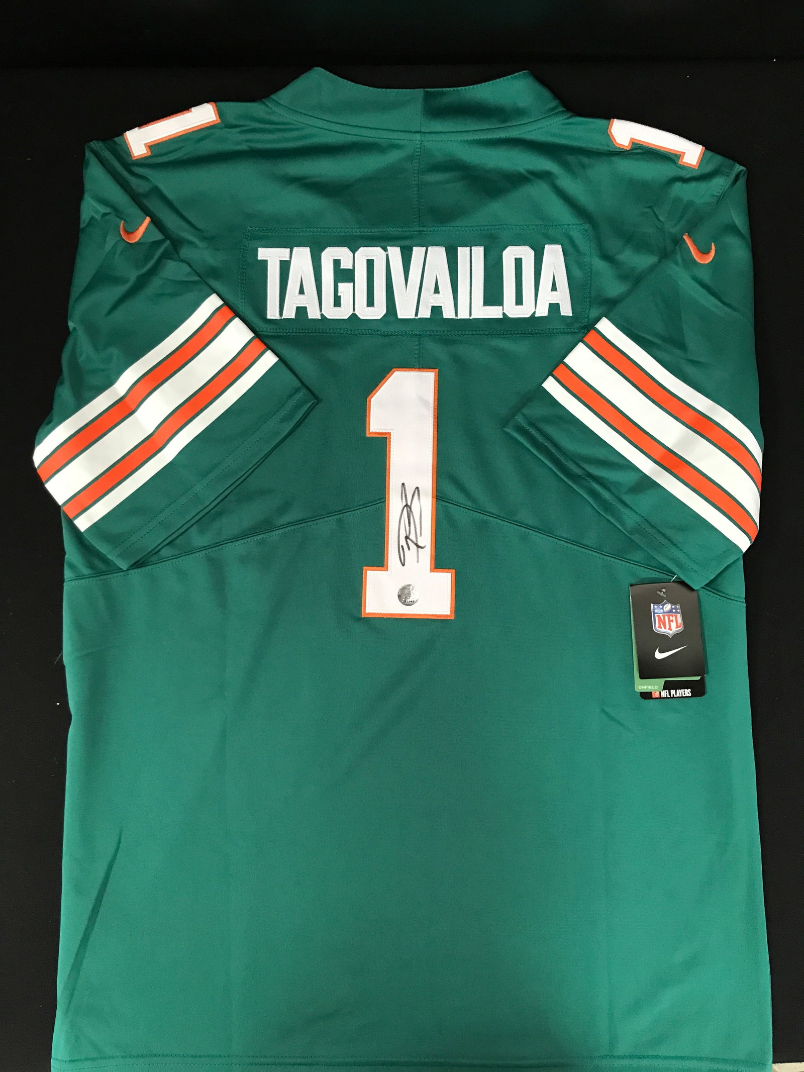 TUA TAGLOVAILOA SIGNED MIAMI DOLPHINS FOOTBALL JERSEY KB AUTHENTICS COA: Prices are in Canadian dollars