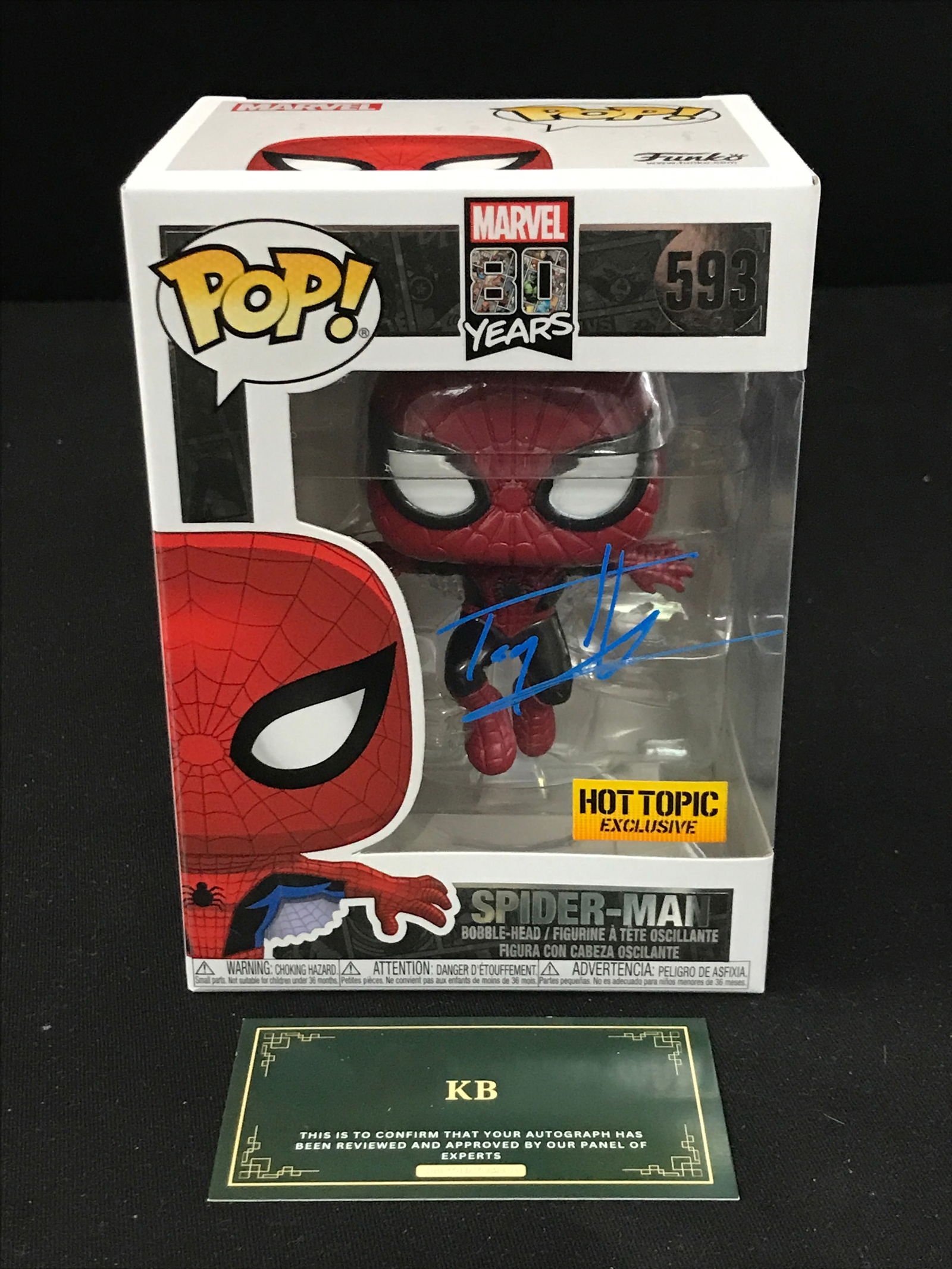TOM HOLLAND SIGNED SPIDERMAN FUNKO POP (KB COA) (1 of 2)