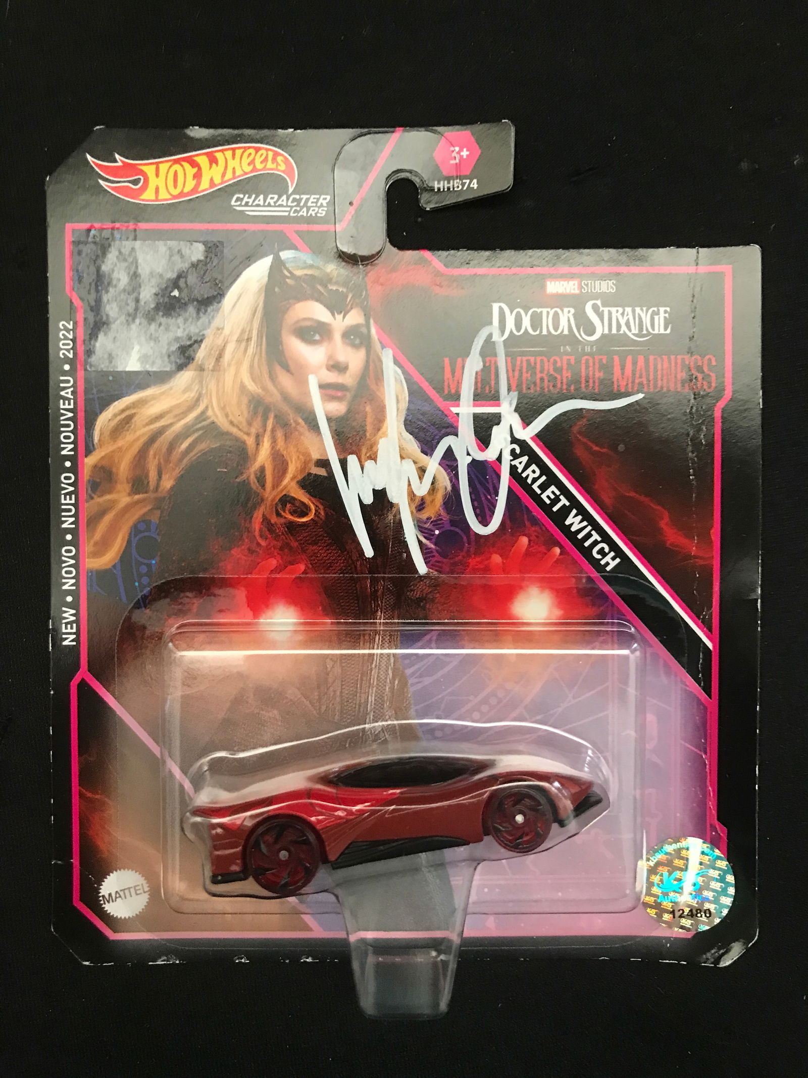 ELIZABETH OLSON SIGNED SCARLET WITCH HOT WHEELS CAR (KB COA) (1 of 1)