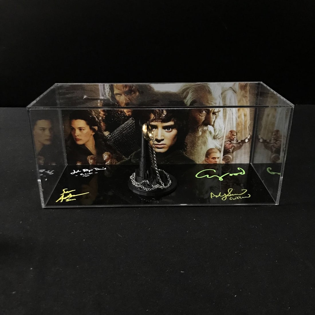 QUAD SIGNED LORD OF THE RINGS PIECE: ELIJAH WOOD, SEAN ASTIN, JOHN RHYS DAVIS & ANDY SERKIS WWOC COA: Prices are in Canadian Dollars