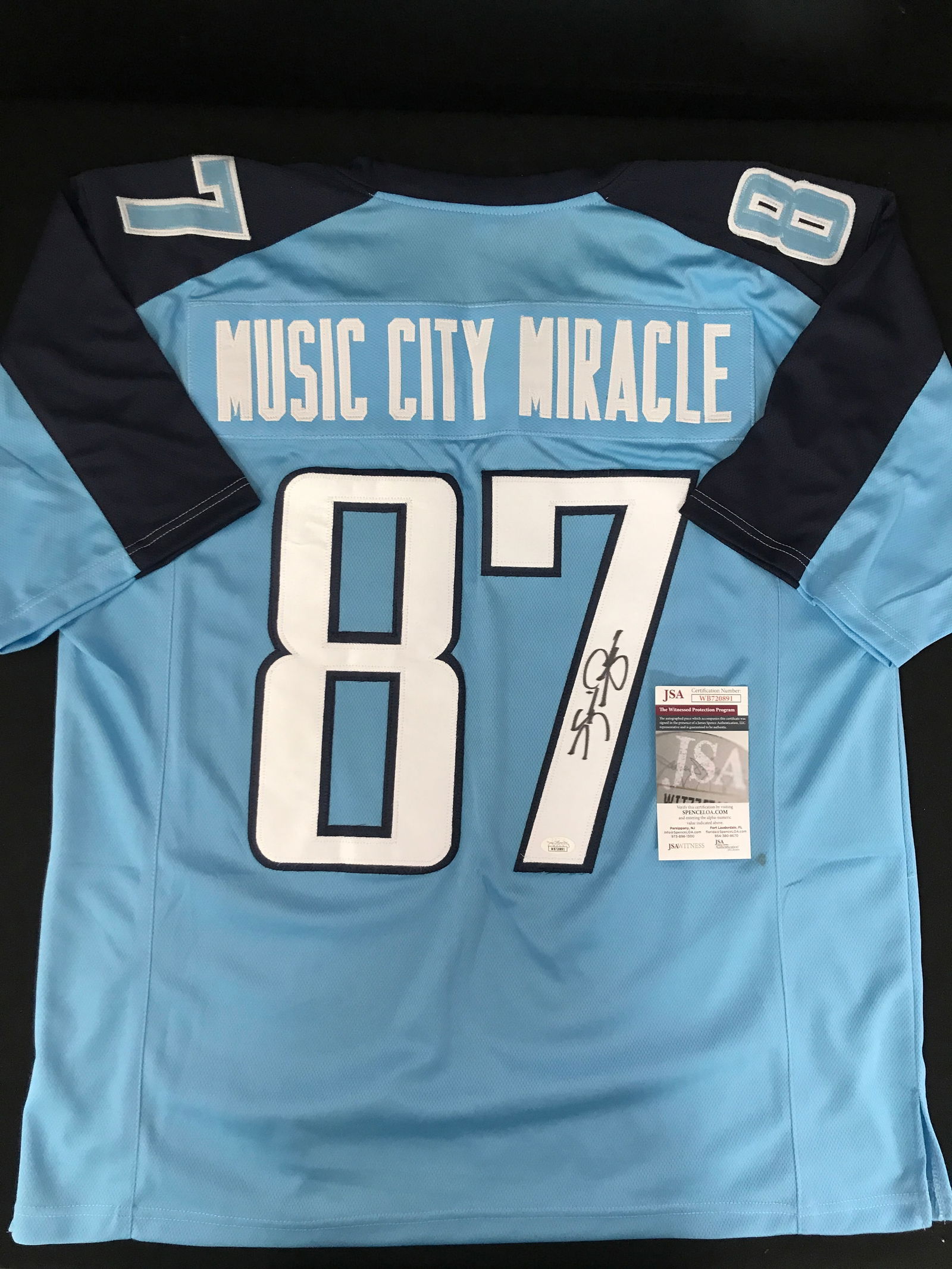 KEVIN DYSON SIGNED TITANS MISIC CITY MIRACLE JERSEY JSA COA (1 of 3)
