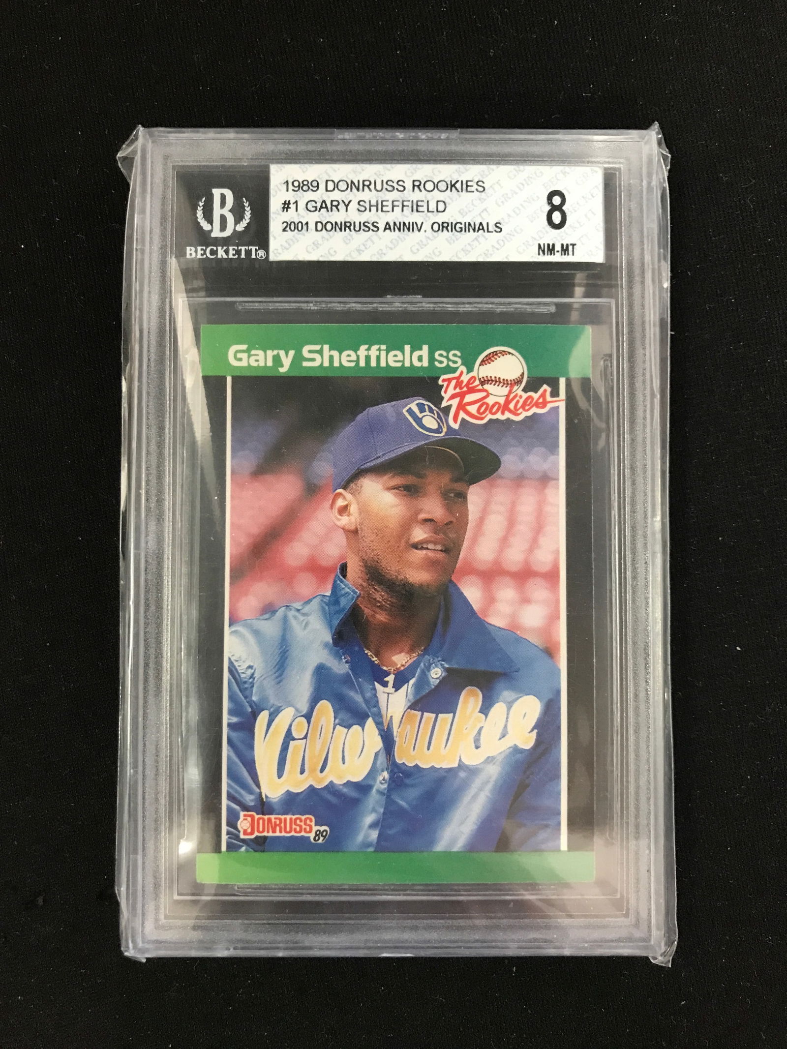 1989 DONRUSS ROOKIES GARY SHEFFIELD TRADING CARD - BECKETT GRADE 8 (1 of 2)