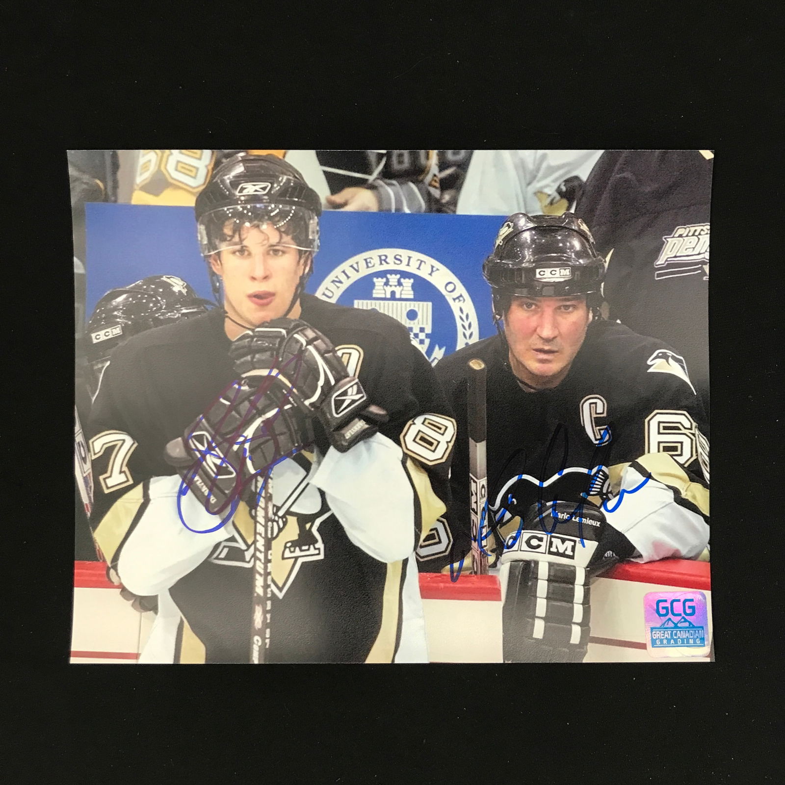 SIDNEY CROSBY AND MARIO LEMIEUX DUAL SIGNED 8X10 PHOTO GCG COA (1 of 1)