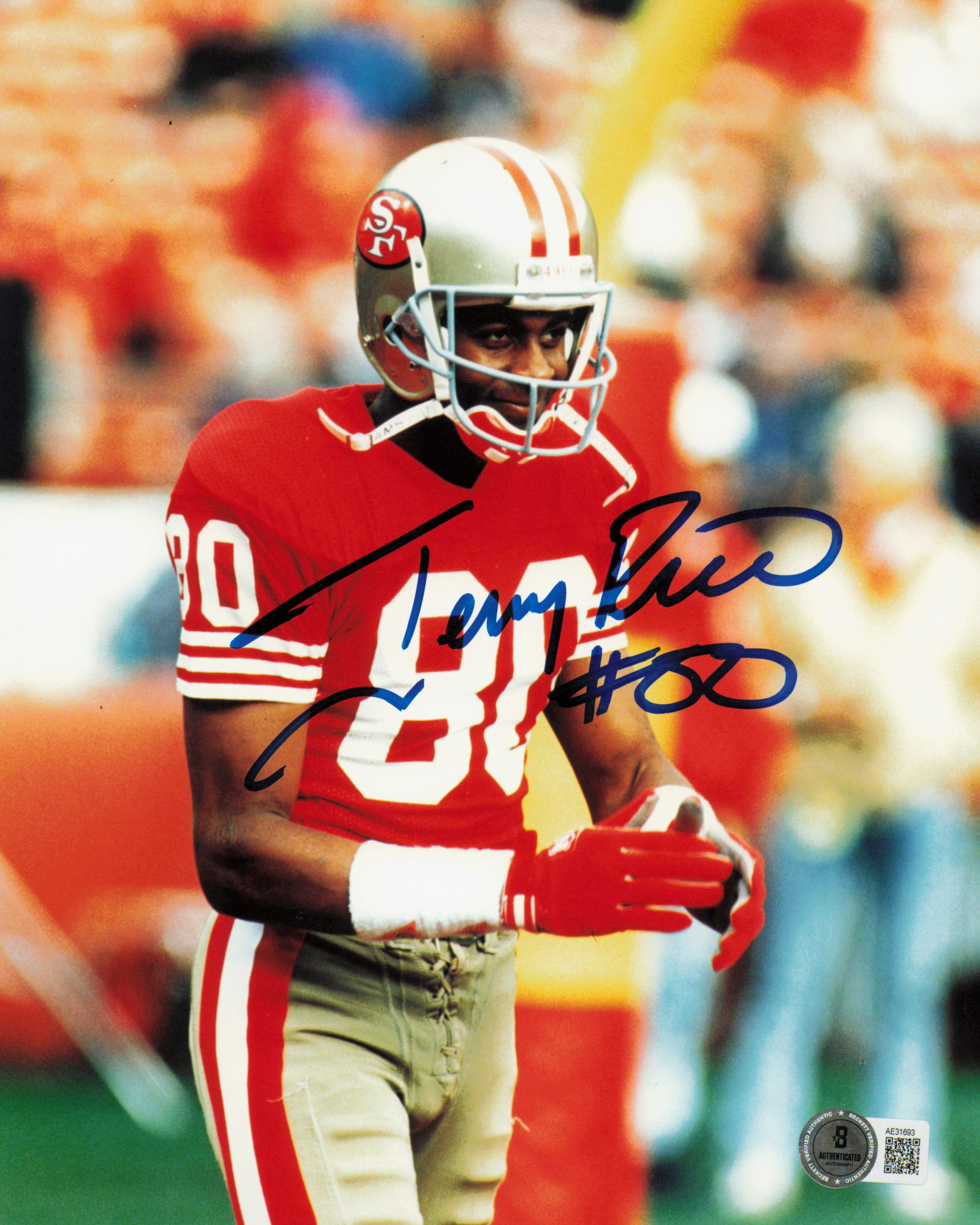 JERRY RICE SIGNED 8X10 PHOTO BECKETT COA (1 of 1)