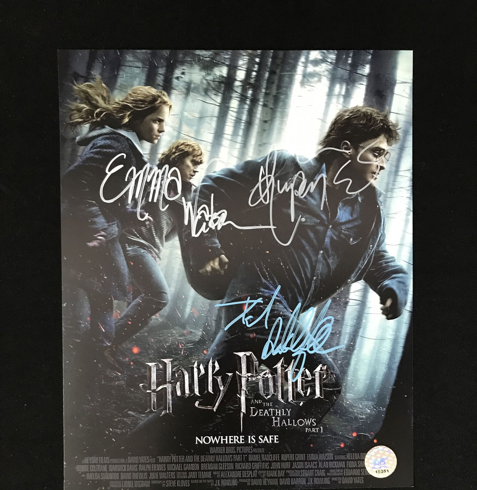 TRIPLE SIGNED HARRY POTTER 8X10 - EMMA WATSON, RUPERT GRINT AND DANIEL RADCLIFFE - KB COA (1 of 1)