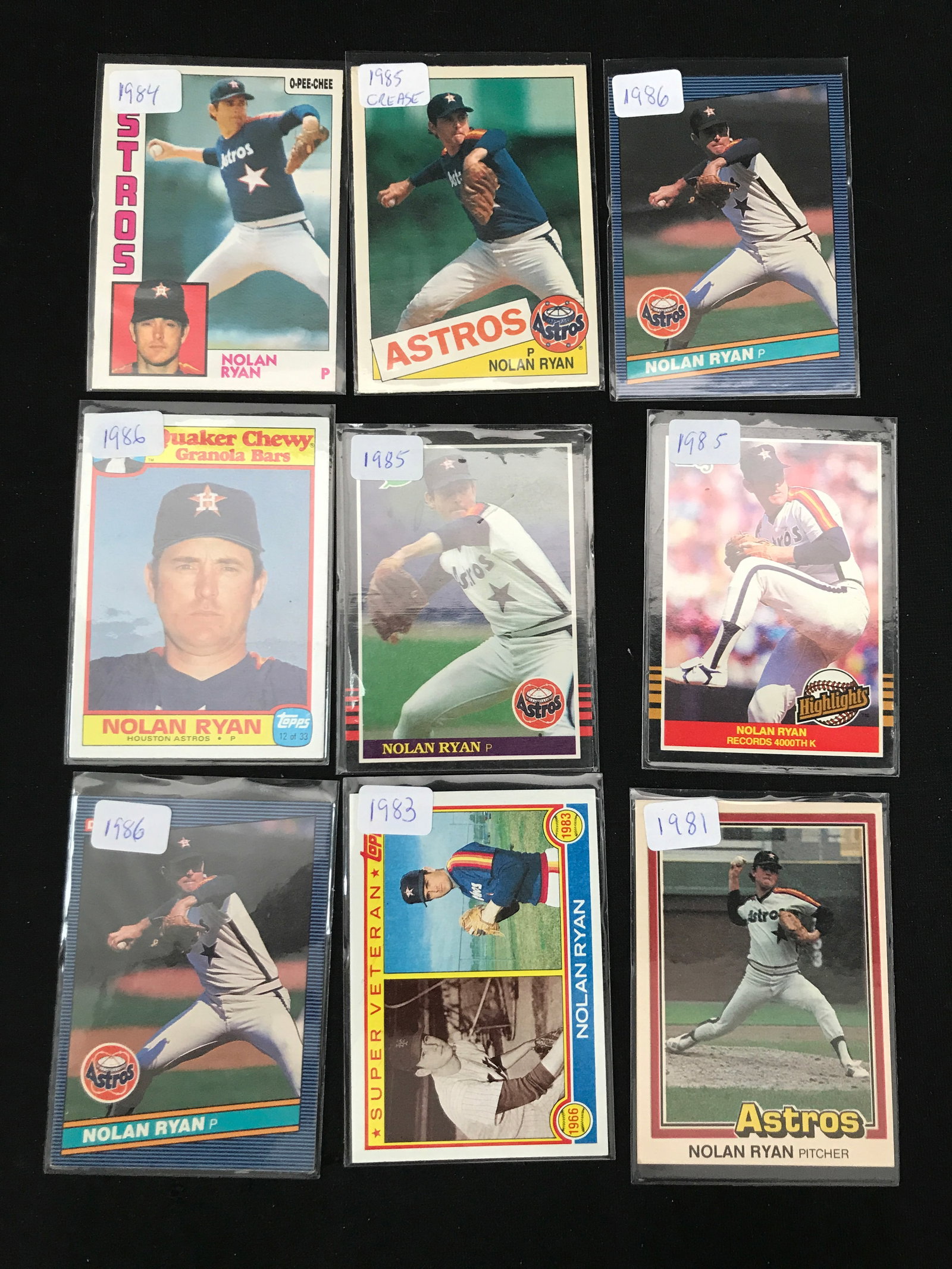 LOT OF 9 NOLAN RYAN BASEBALL CARDS: Prices are in Canadian dollars