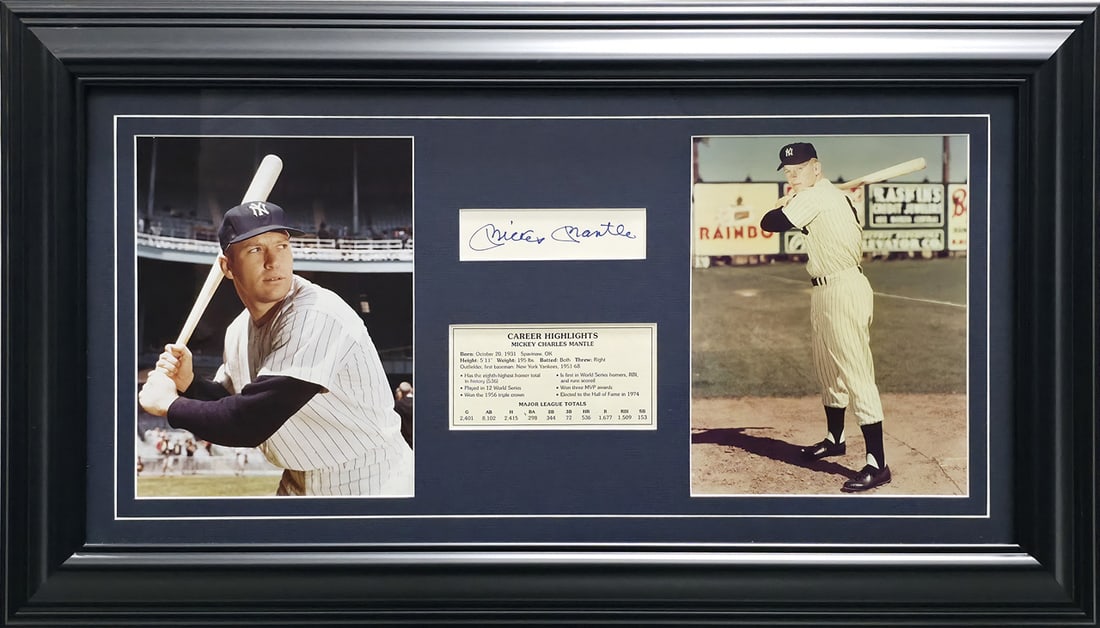 MICKEY MANTLE SIGNED A FRAMED COLLAUGE BECKETT LOA (1 of 3)
