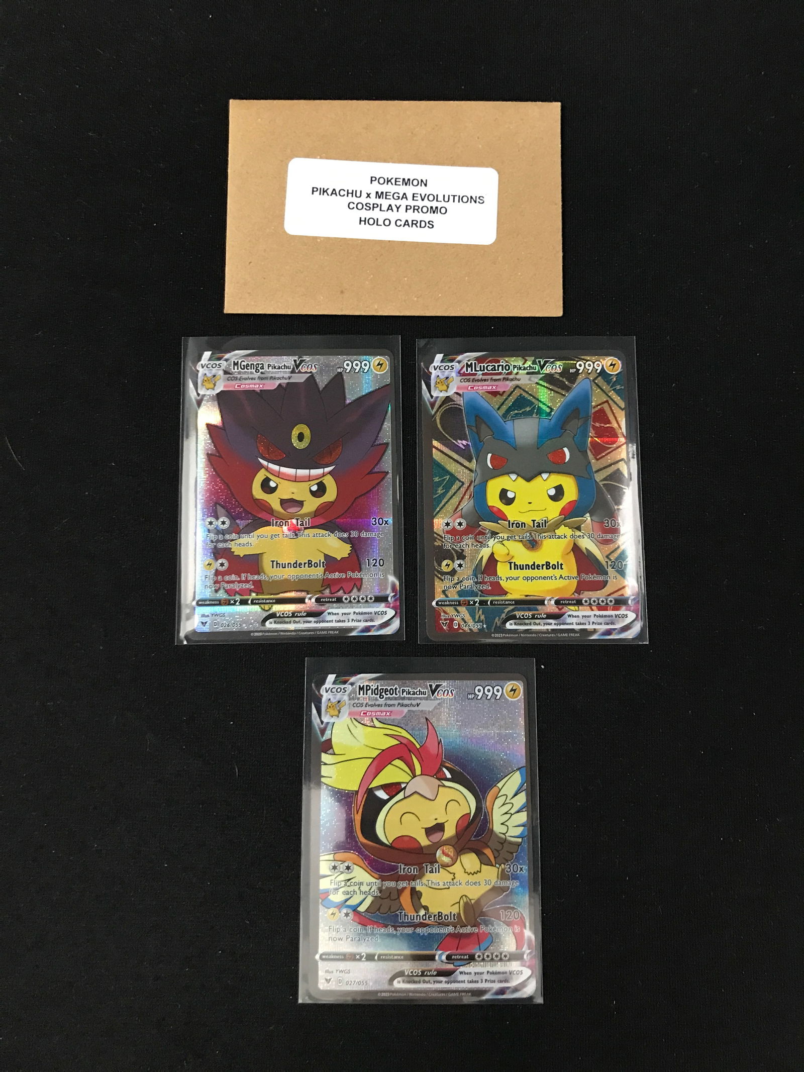 3X POKEMON PIKACHU MEGA EVOLUTIONS COSPLAY PROMO HOLO CARDS (1 of 1)