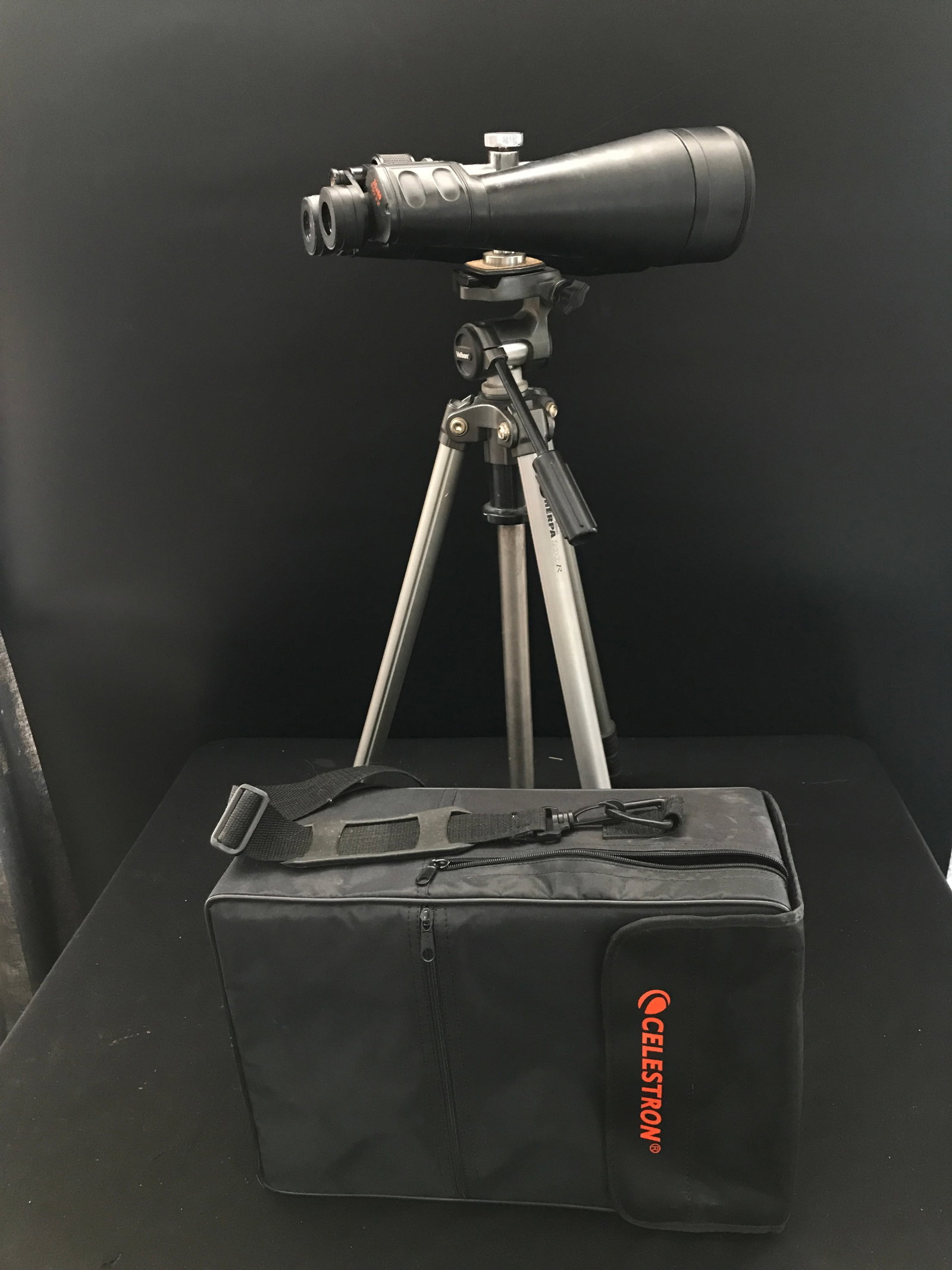 VERY LARGE CELESTRON BINOCULARS WITH BAG AND STAND: Prices are in Canadian dollars