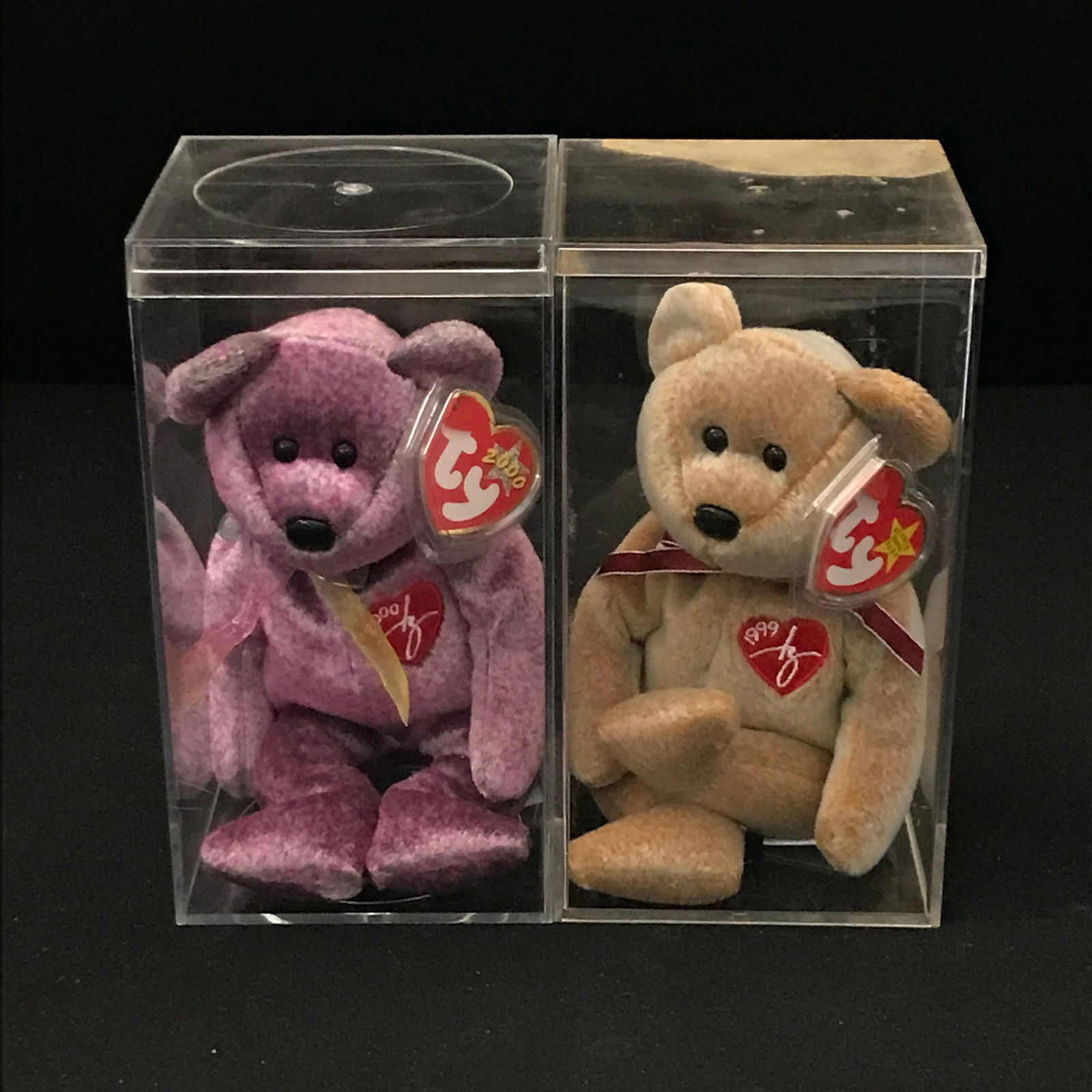 LOT OF 2 RARE MILLENIUM BEANIE BABIES IN CASE 1999 AND 2000 (1 of 1)