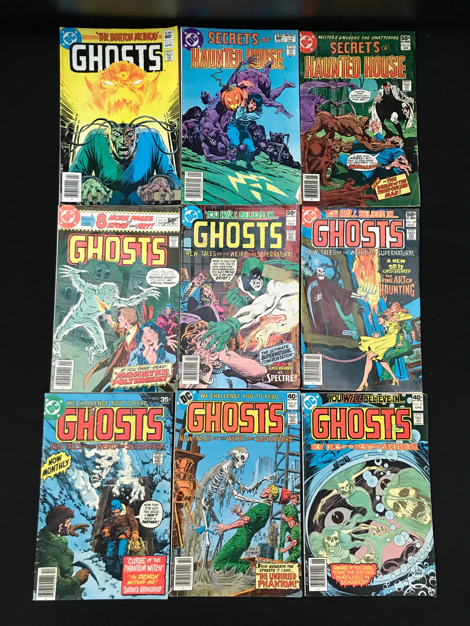 LOT OF 9 GHOSTS AND HORROR COMICS VARIOUS TITLES: Prices are in Canadian Dollars
