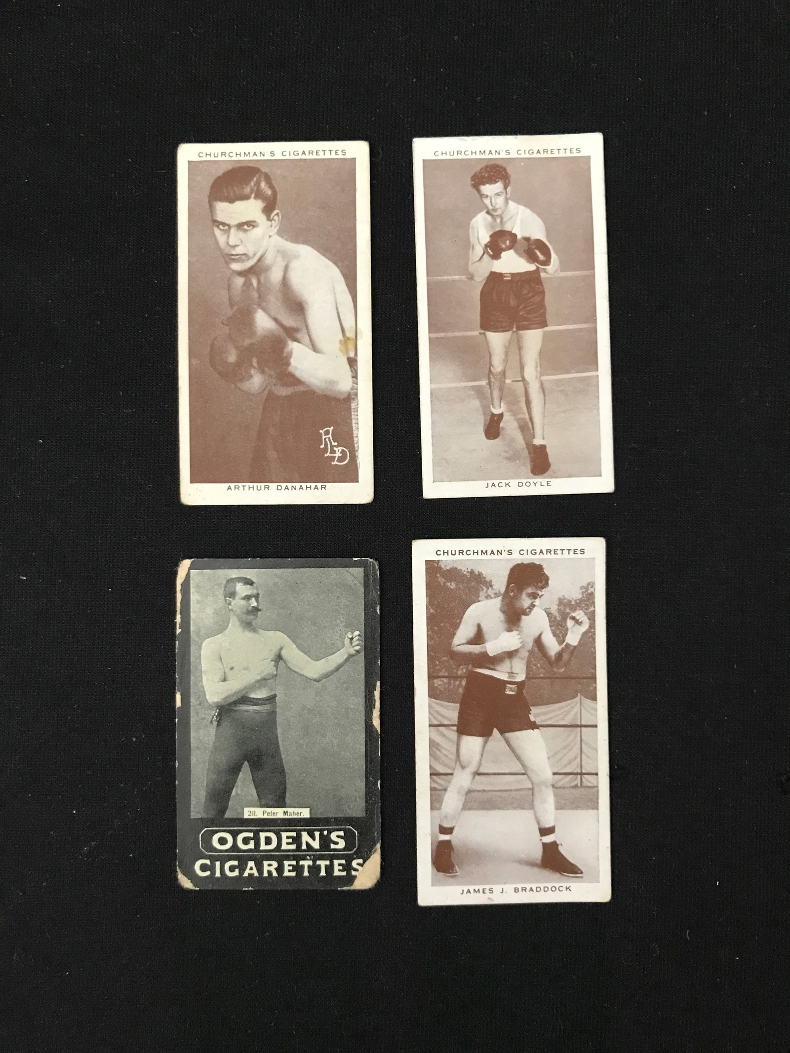 LOT OF 4 VINTAGE 1933 CHURCHMAN'S CIGARETTE BOXING TRADING CARDS: Prices are in Canadian dollars