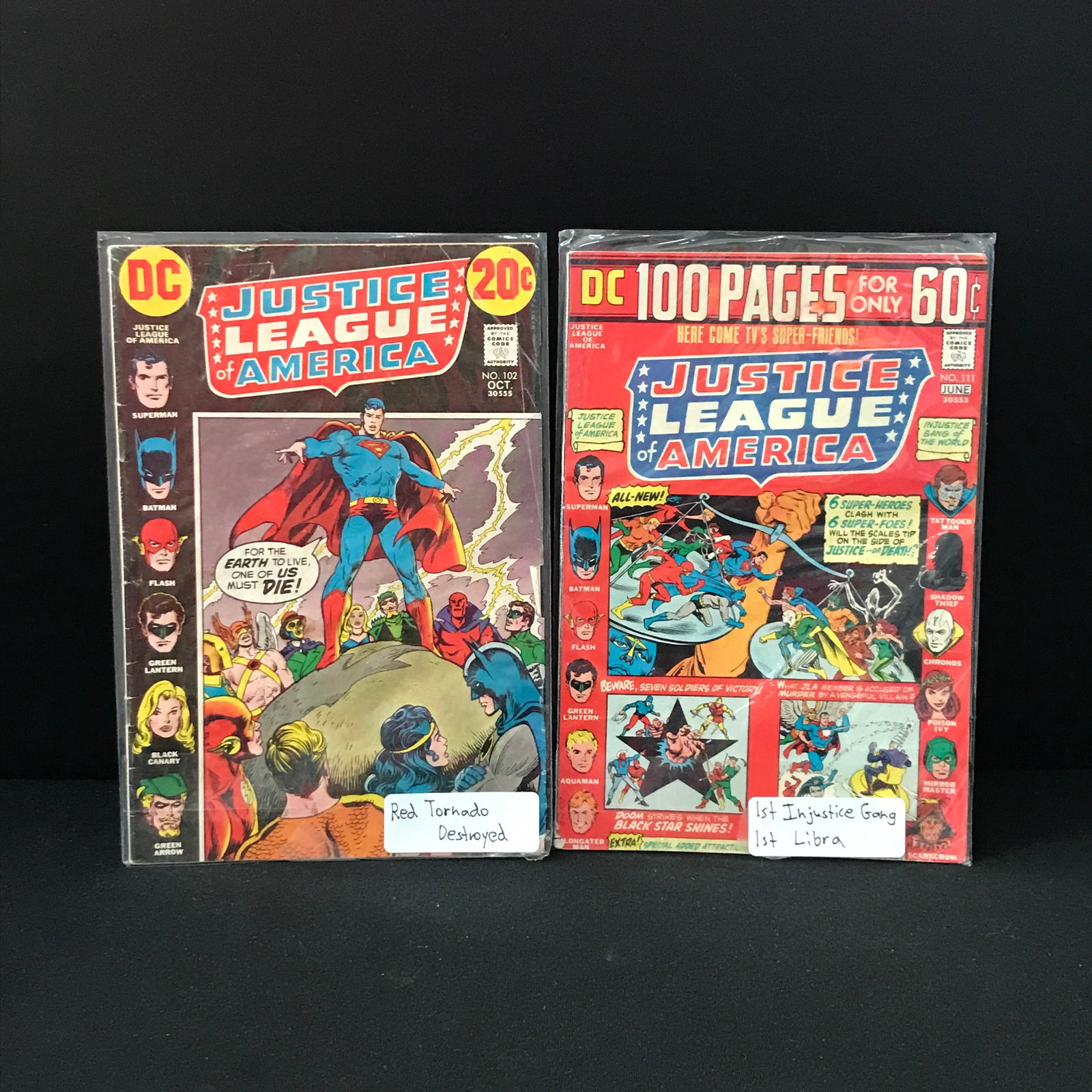 JUSTICE LEAGUE OF AMERICA #102 AND #111 - DC COMICS: Prices are in Canadian dollars