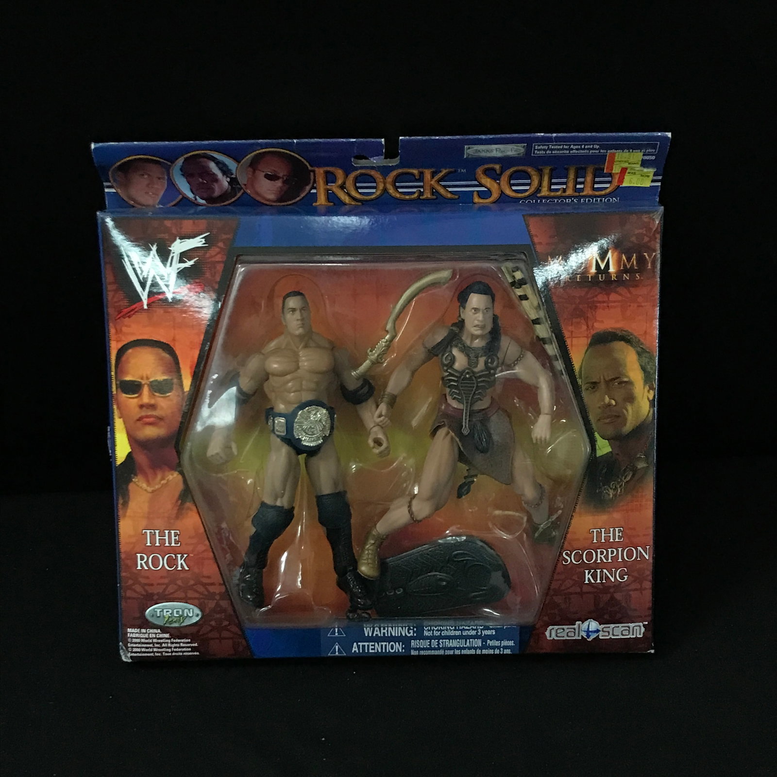 WWF ROCK SOLID THE ROCK & THE SCORPION KING (THE MUMMY RETURNS) 2 FIGURE PACK: Prices are in Canadian dollars